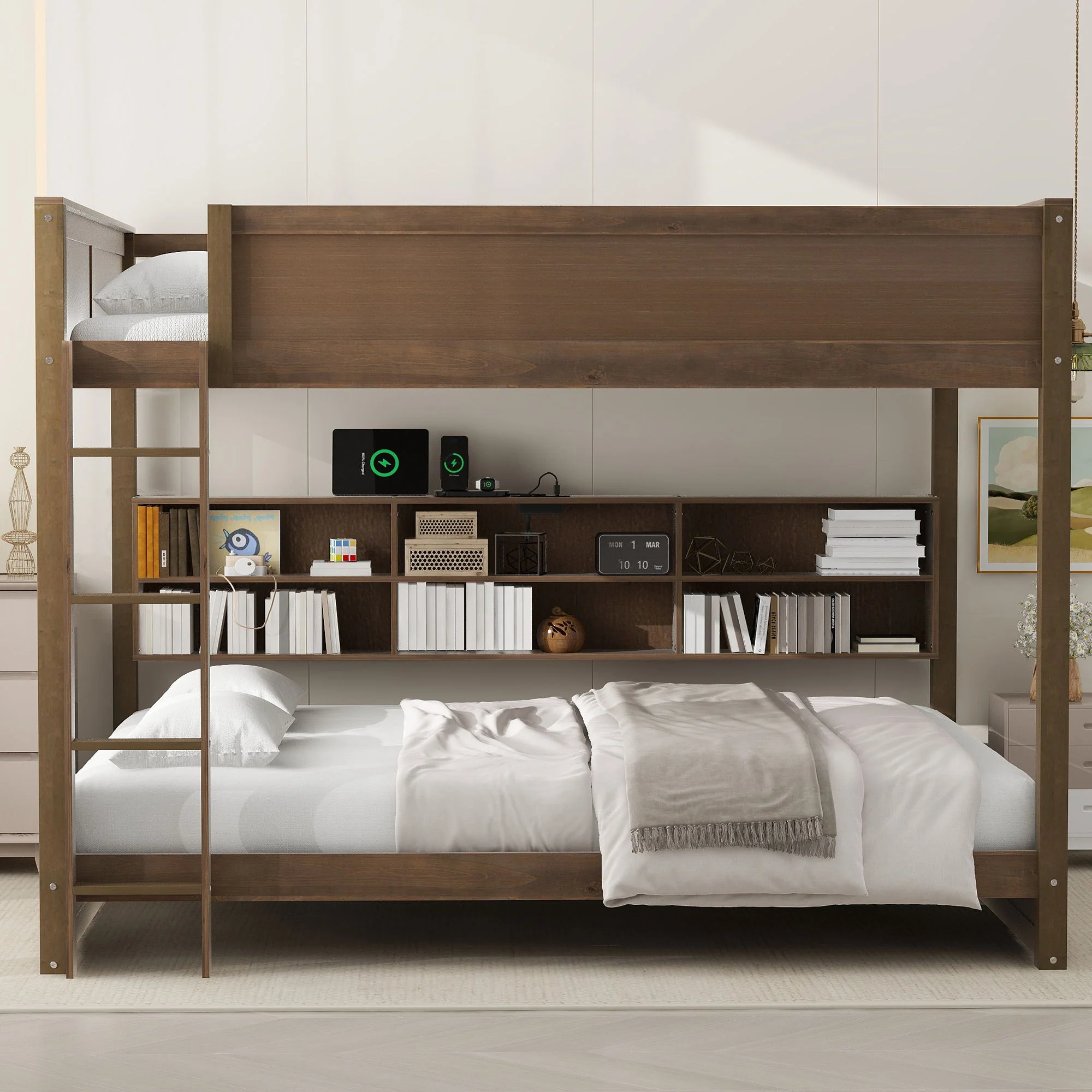 Bunk Bed With Storage Cabinets And USB Ports - Image 4