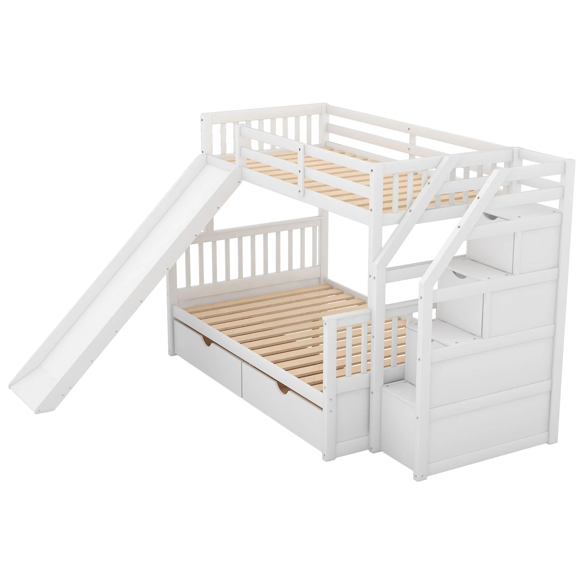 Bunk Bed With Storage Staircase, Slide, Desk, Drawers, And Shelves - Image 8