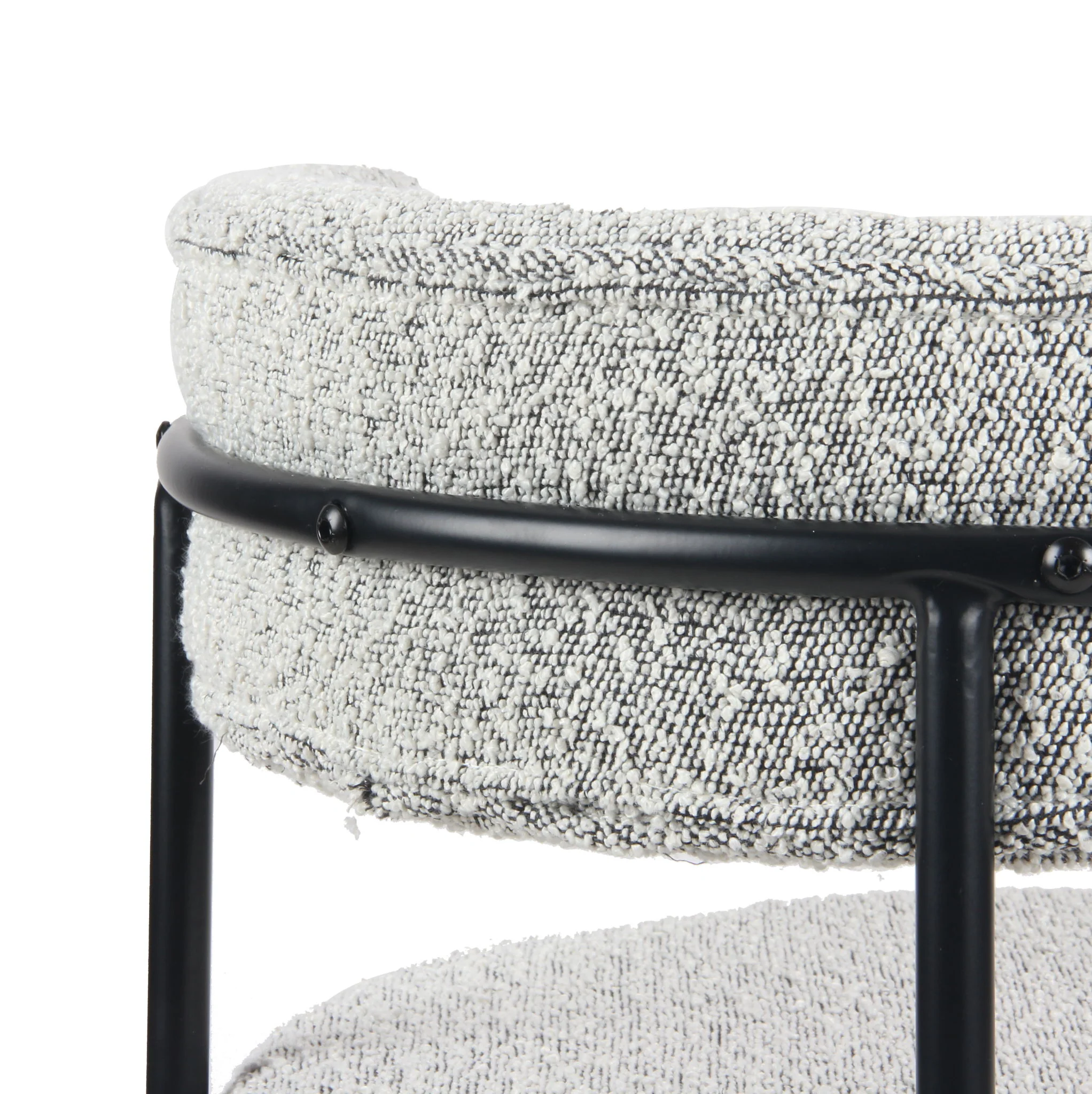 Burbank - Modern Round Boucle Dining Chairs (Set of 2) - Black / White - Image 6