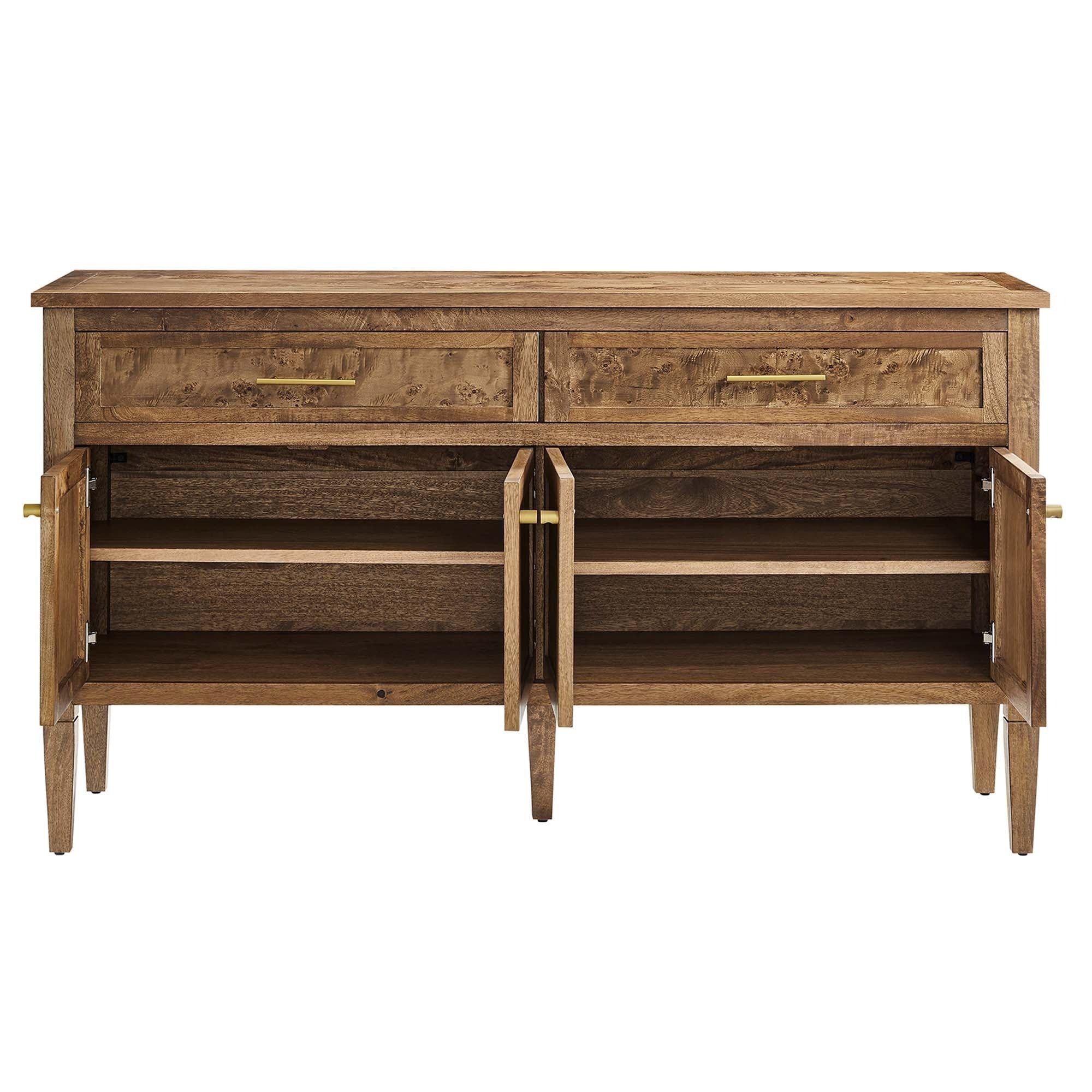 Burl Wood Sideboard Storage Cabinet with Drawers – Wood Finish 62 Inch - Image 6