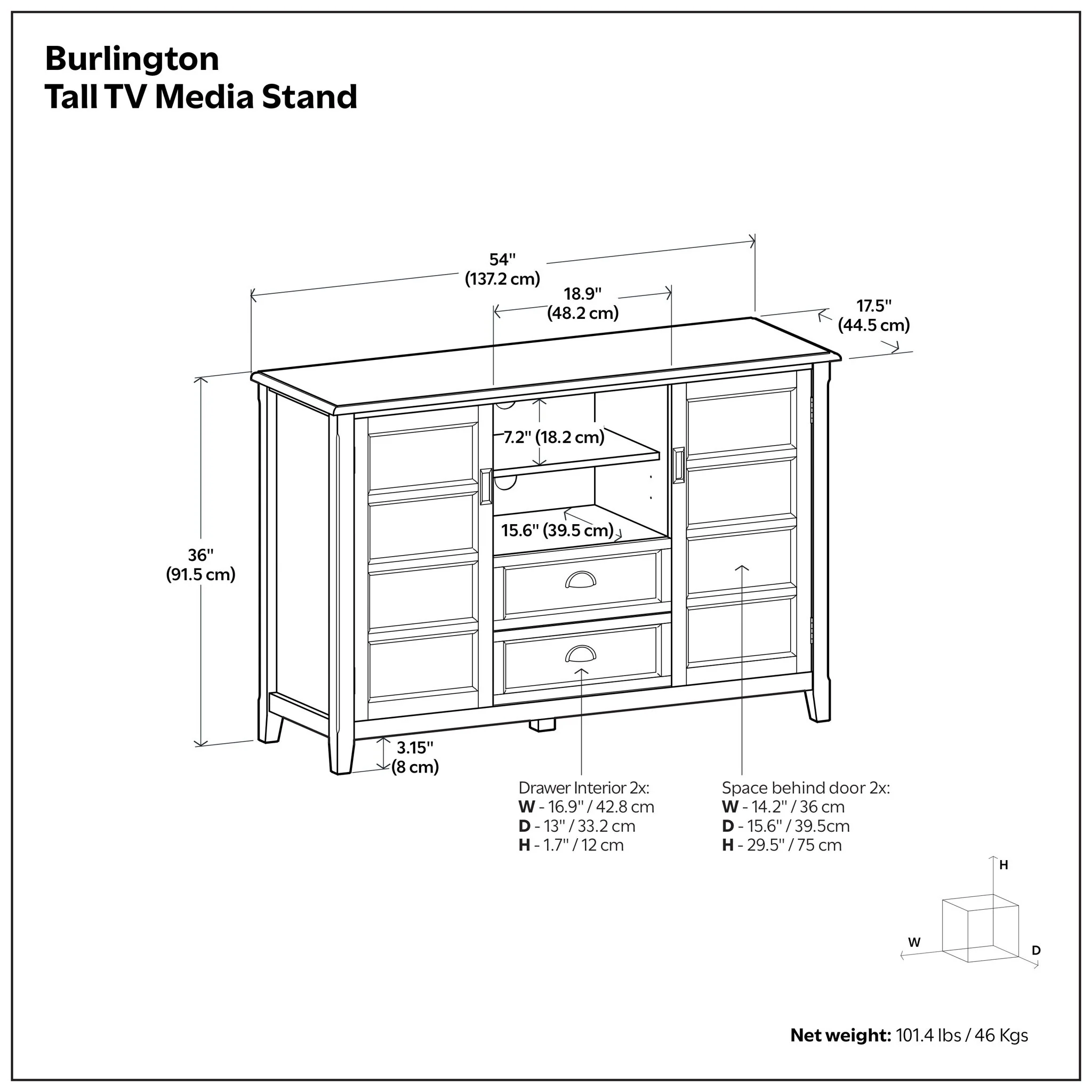 Burlington - Handcrafted Tall TV Media Stand - Image 13