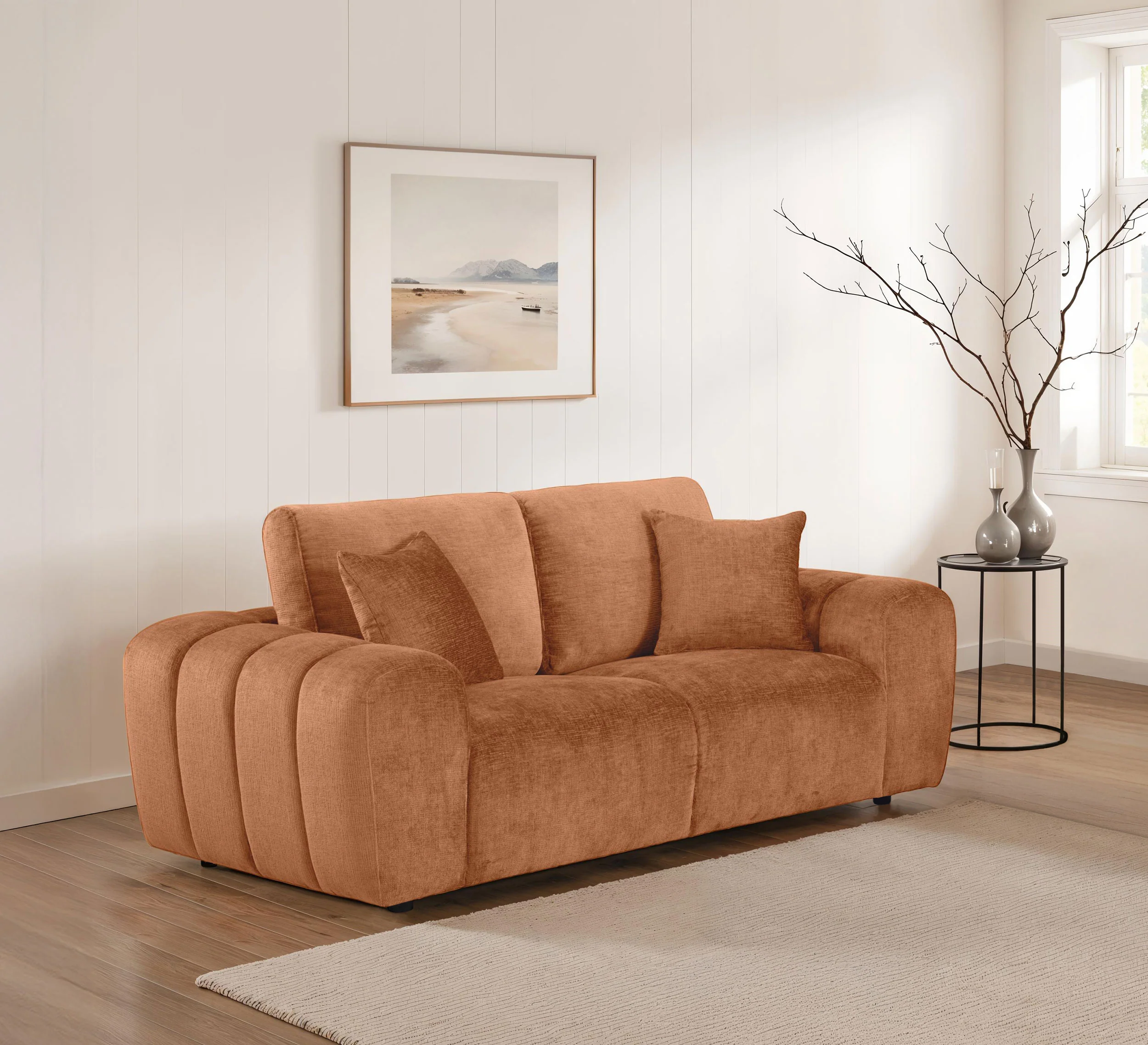 Burnett Chenille Upholstered Wide Arm Loveseat Burnt Orange - Image 4