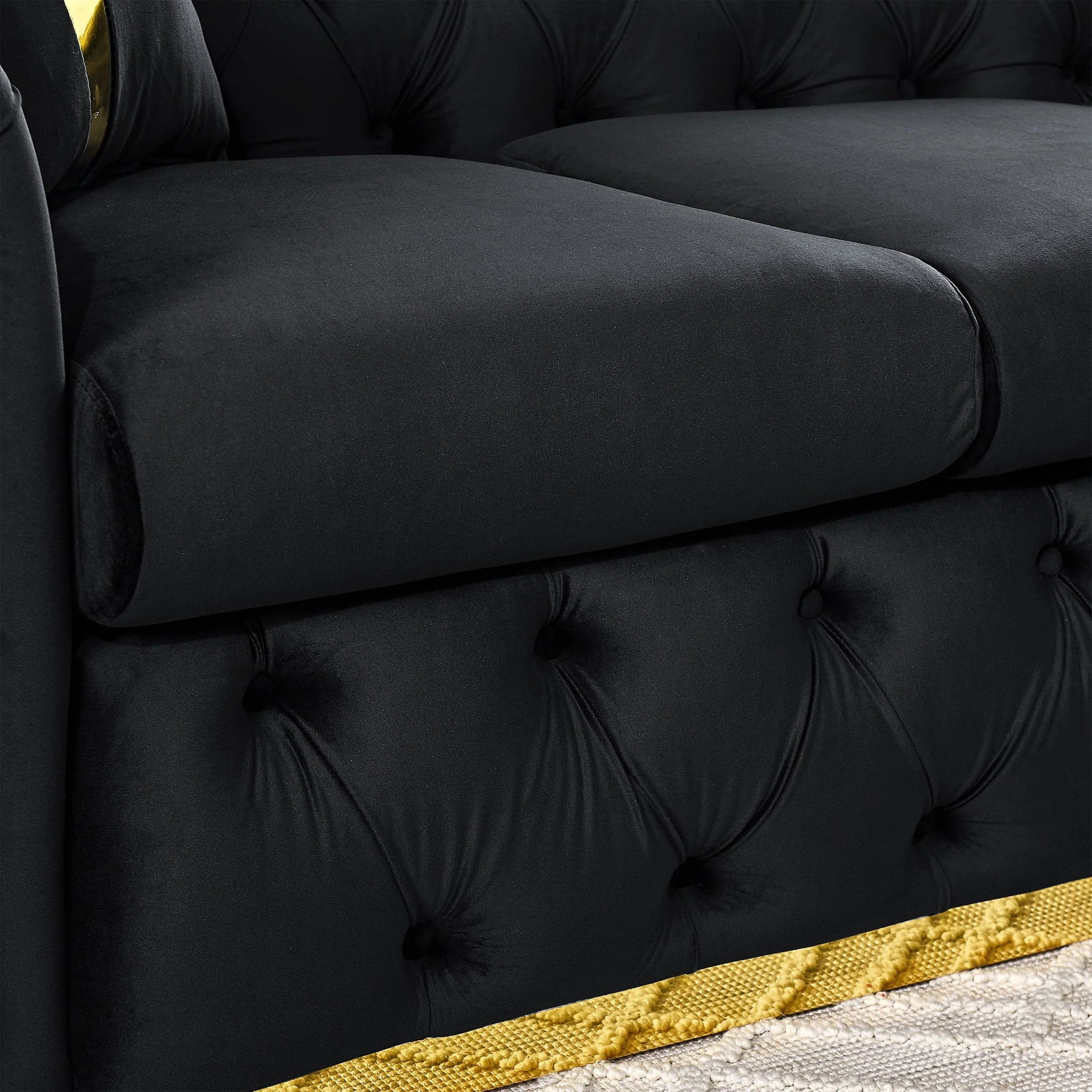 Button Tufted Couch With 2 Pillows, 3 Seater Luxury Chesterfield Sofa - Image 18