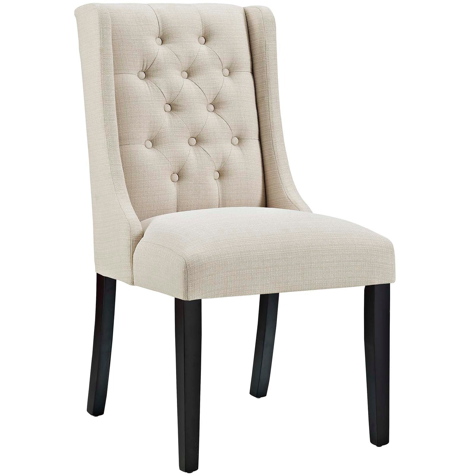 Button Tufted Fabric Dining Chair Set with Wood Legs – Set of 4 - Image 2