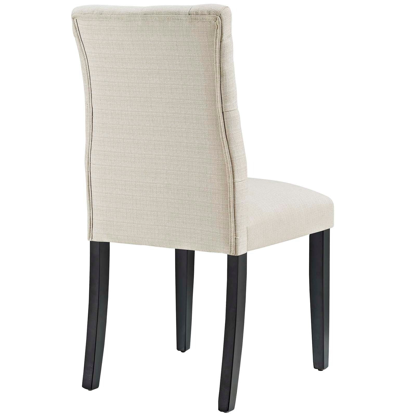 Button Tufted Fabric Dining Side Chair with Wood Legs - Image 7