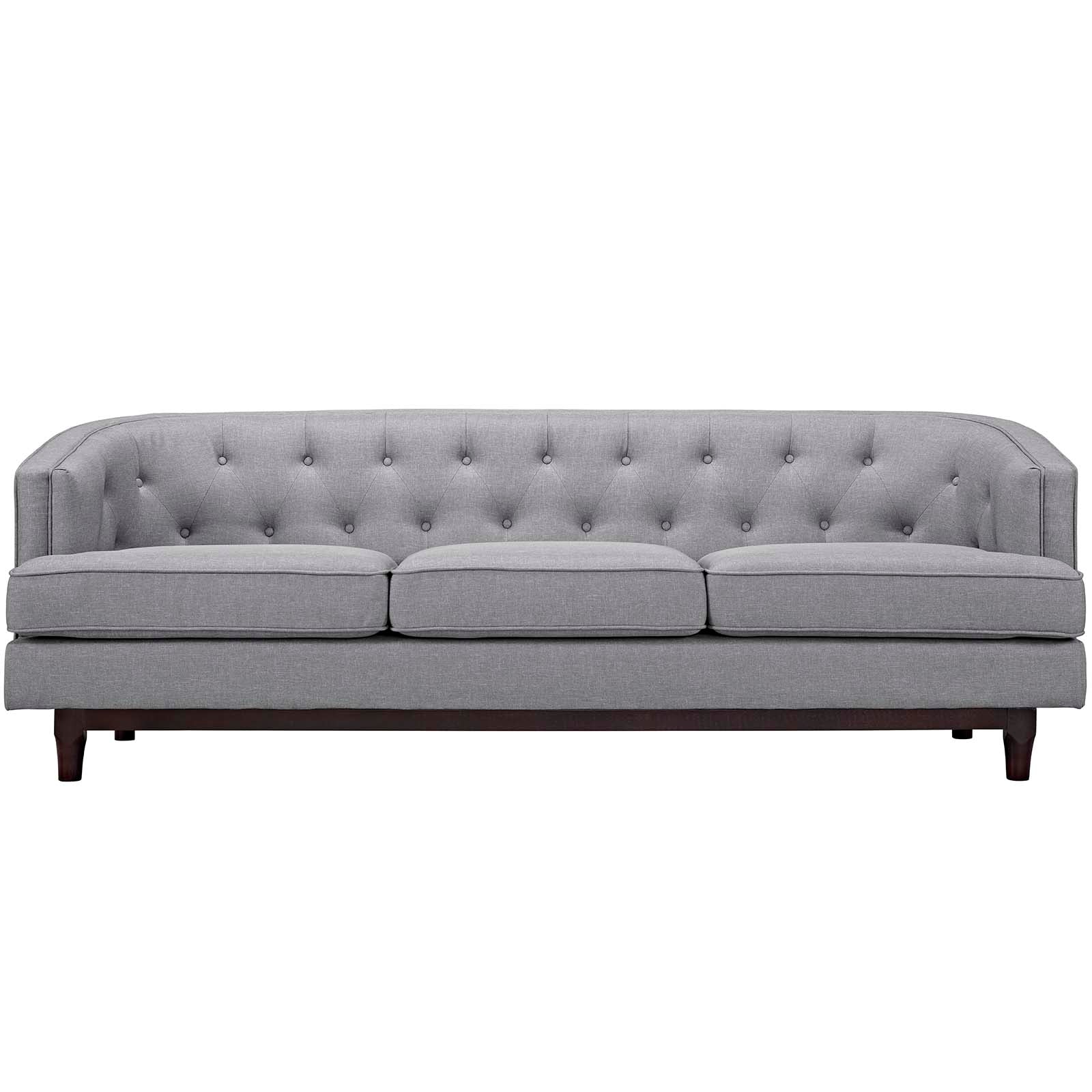 Button-Tufted Fabric Sofa with Walnut Stained Legs - Image 7
