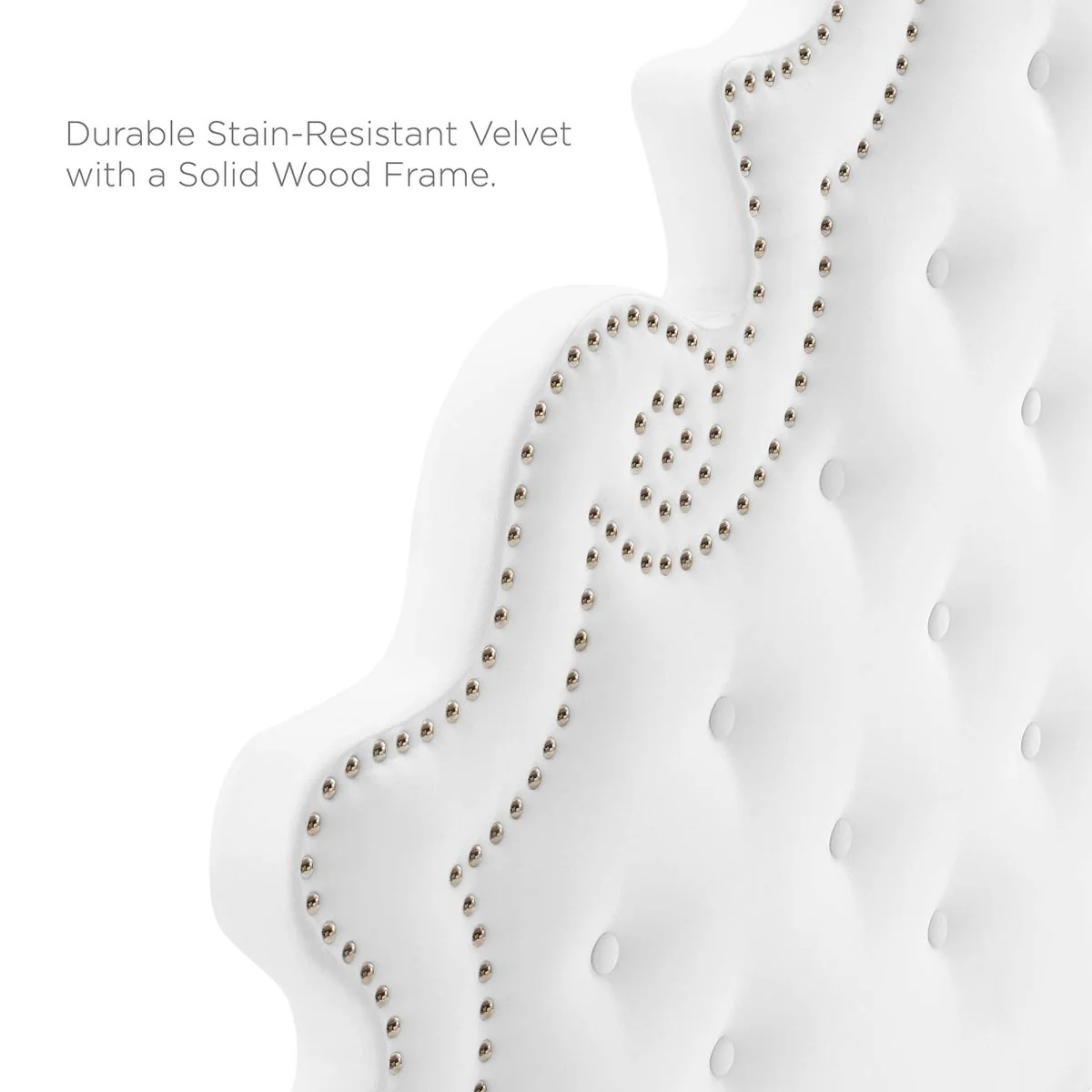 Button Tufted Performance Velvet Platform Bed with Nailhead Trim and Gold Metal Legs - Image 22