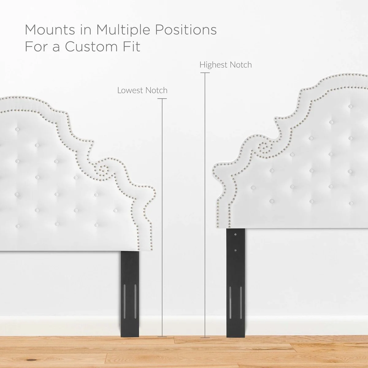 Button Tufted Performance Velvet Platform Bed with Nailhead Trim and Gold Metal Legs - Image 23