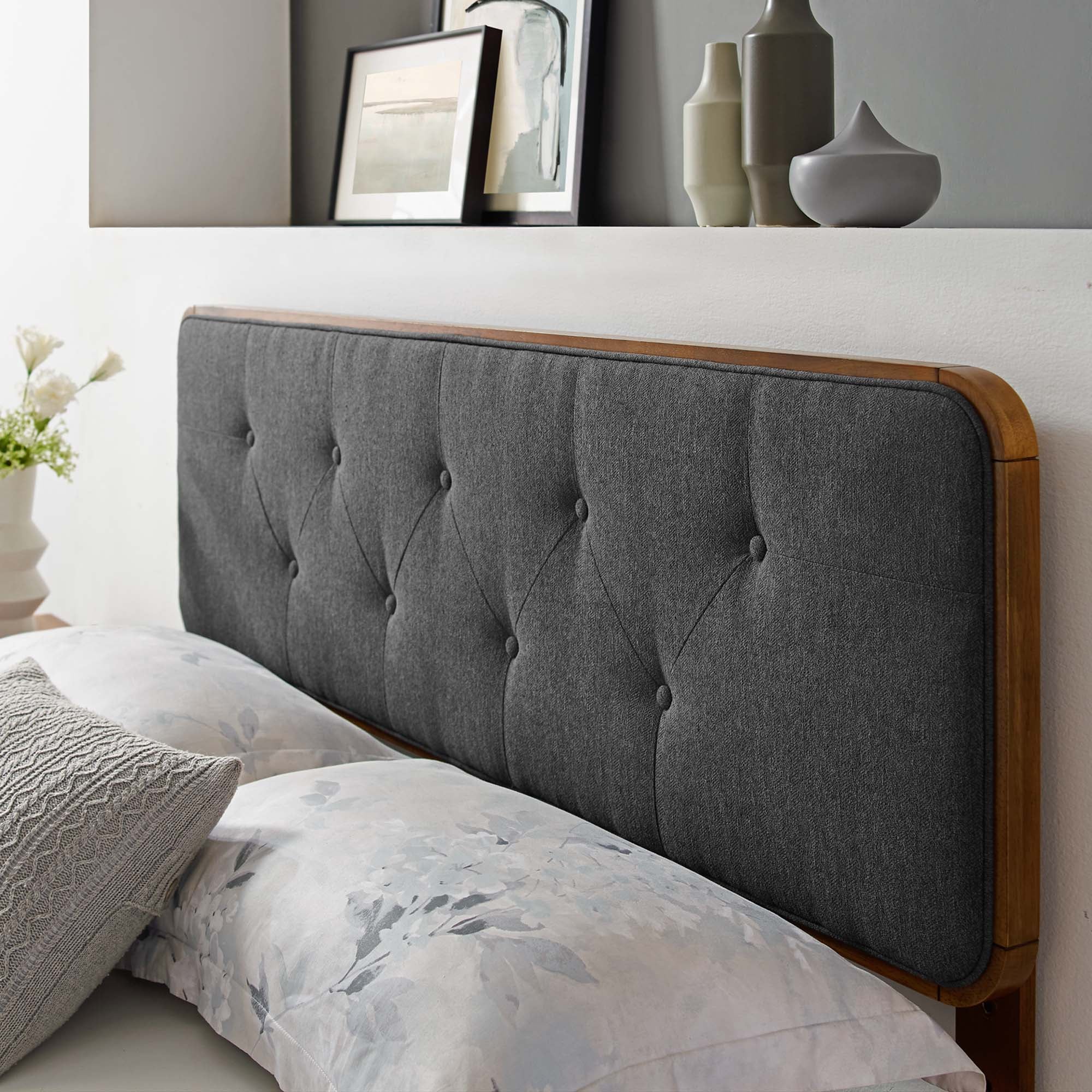 Button Tufted Upholstered Wood Headboard - Image 17