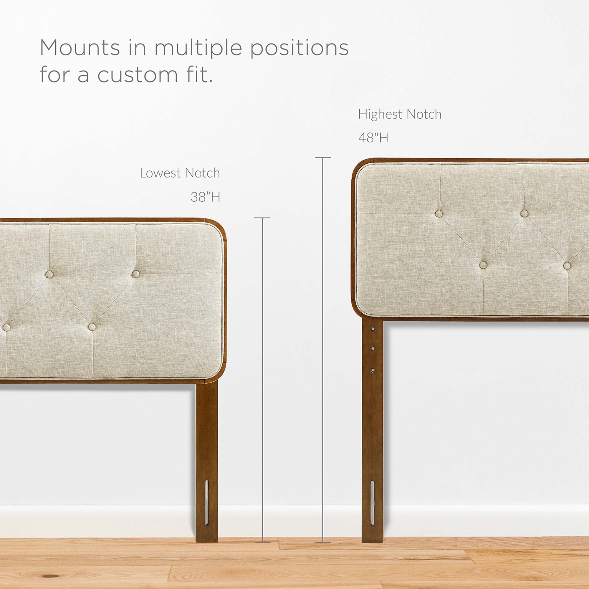 Button Tufted Upholstered Wood Headboard - Image 35