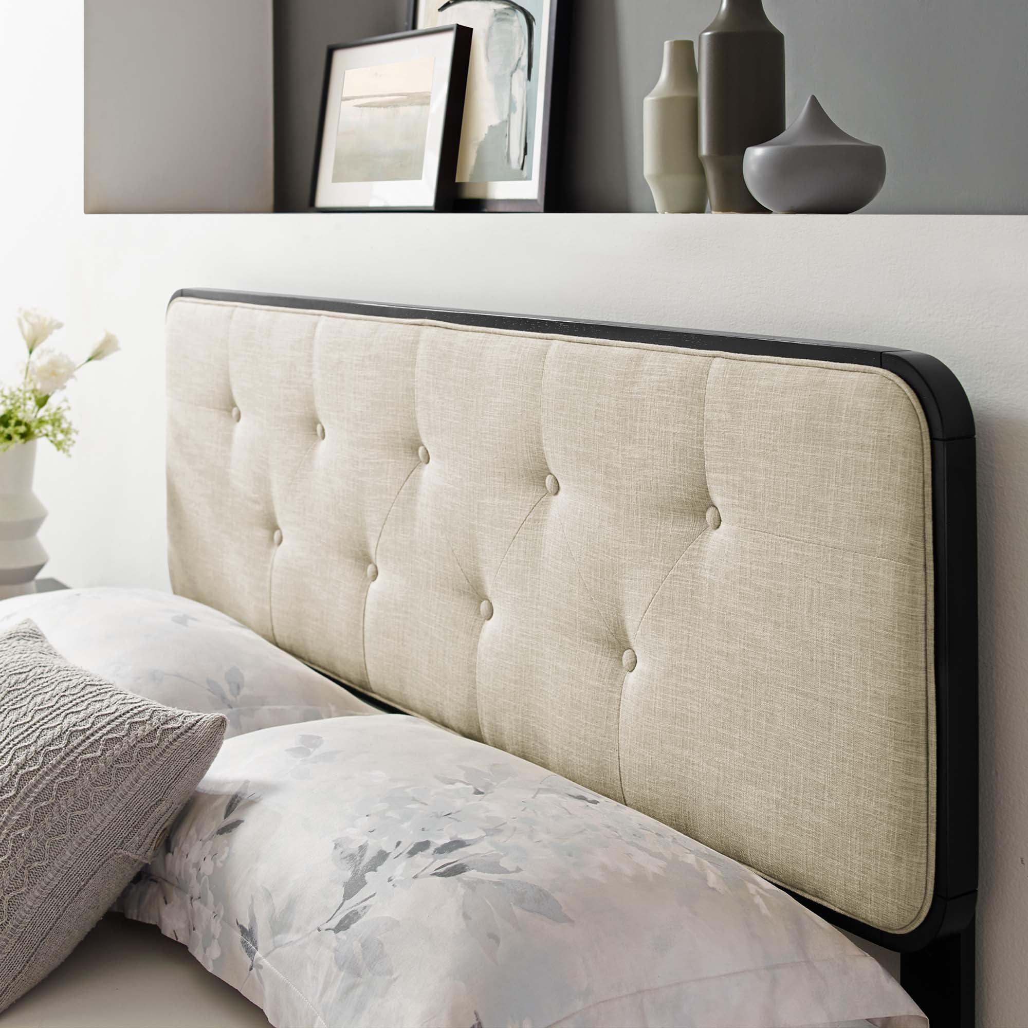 Button Tufted Upholstered Wood Headboard - Image 47