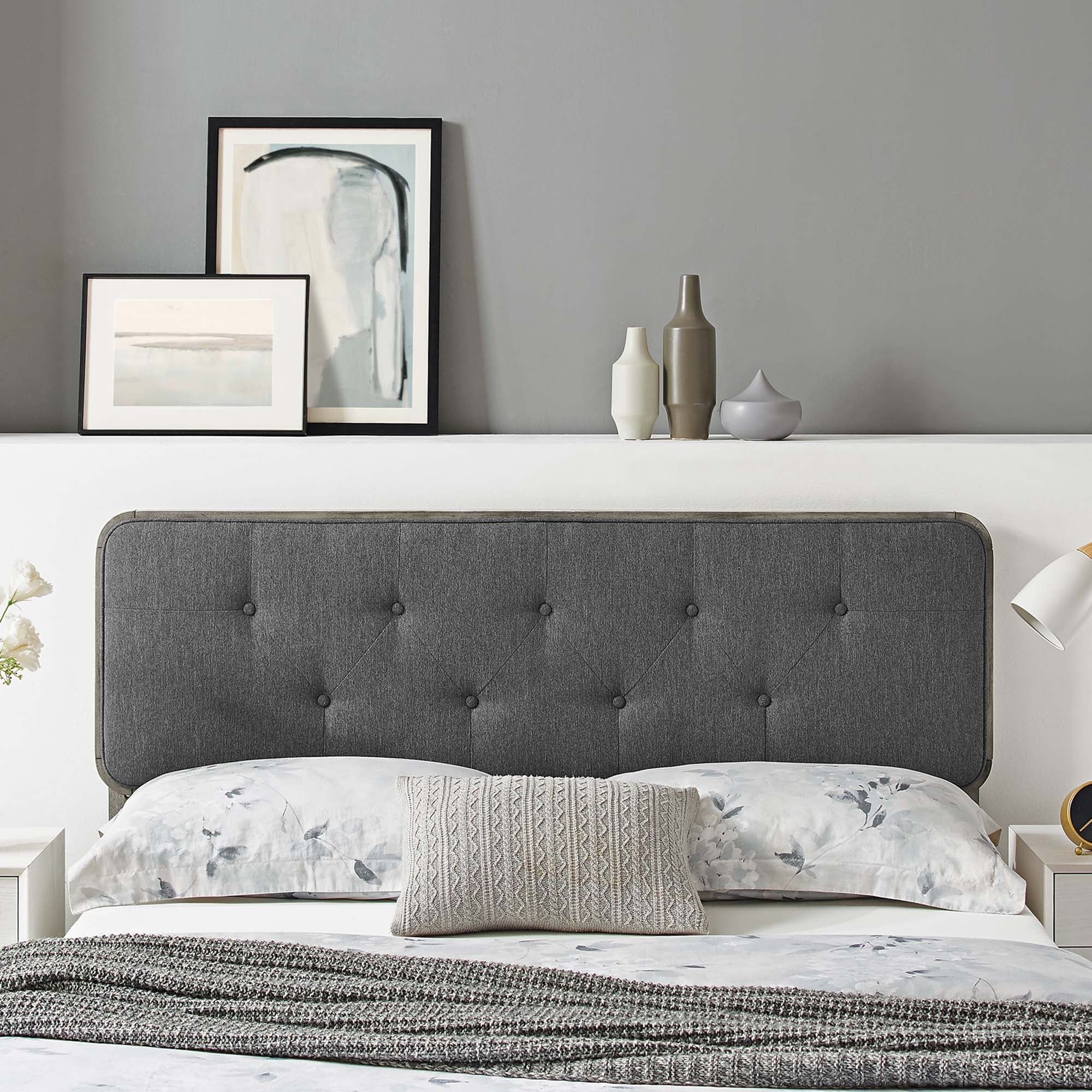 Button Tufted Upholstered Wood Headboard - Image 66