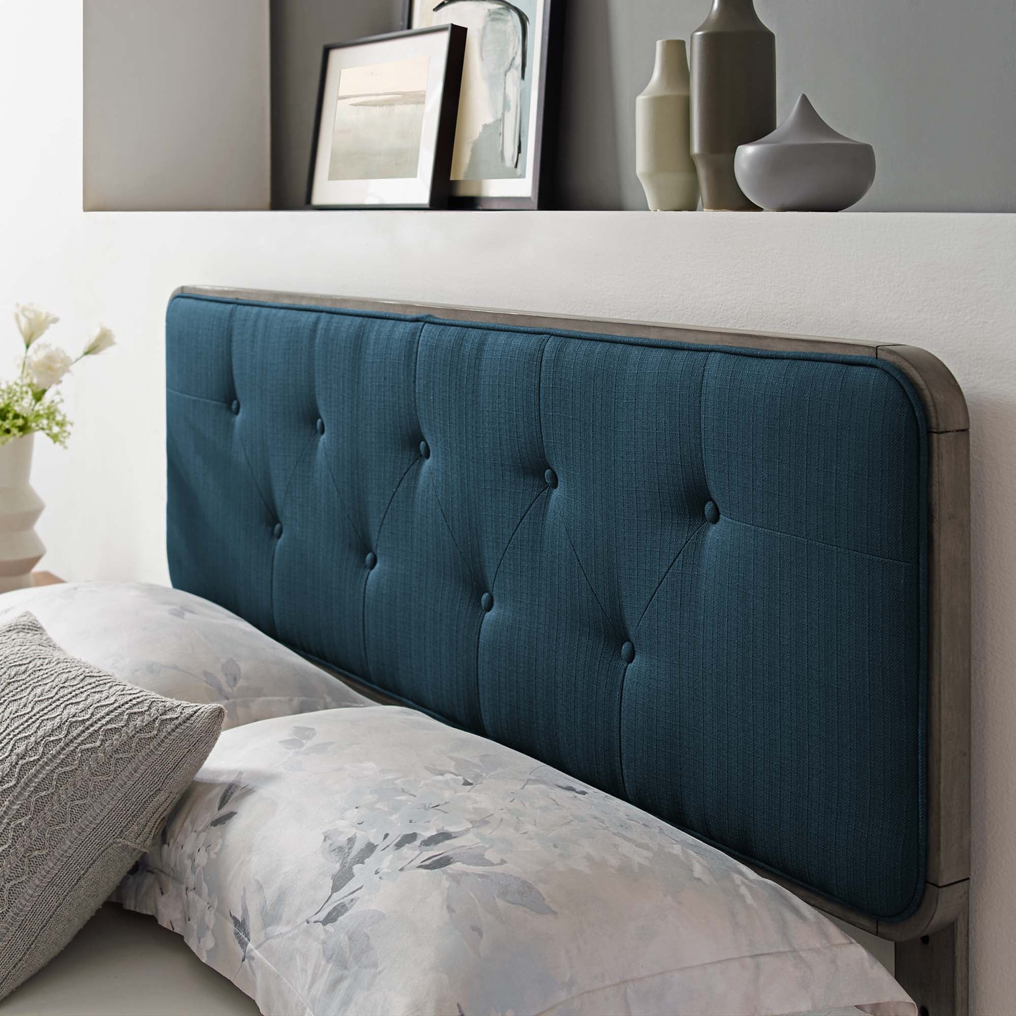 Button Tufted Upholstered Wood Headboard - Image 7