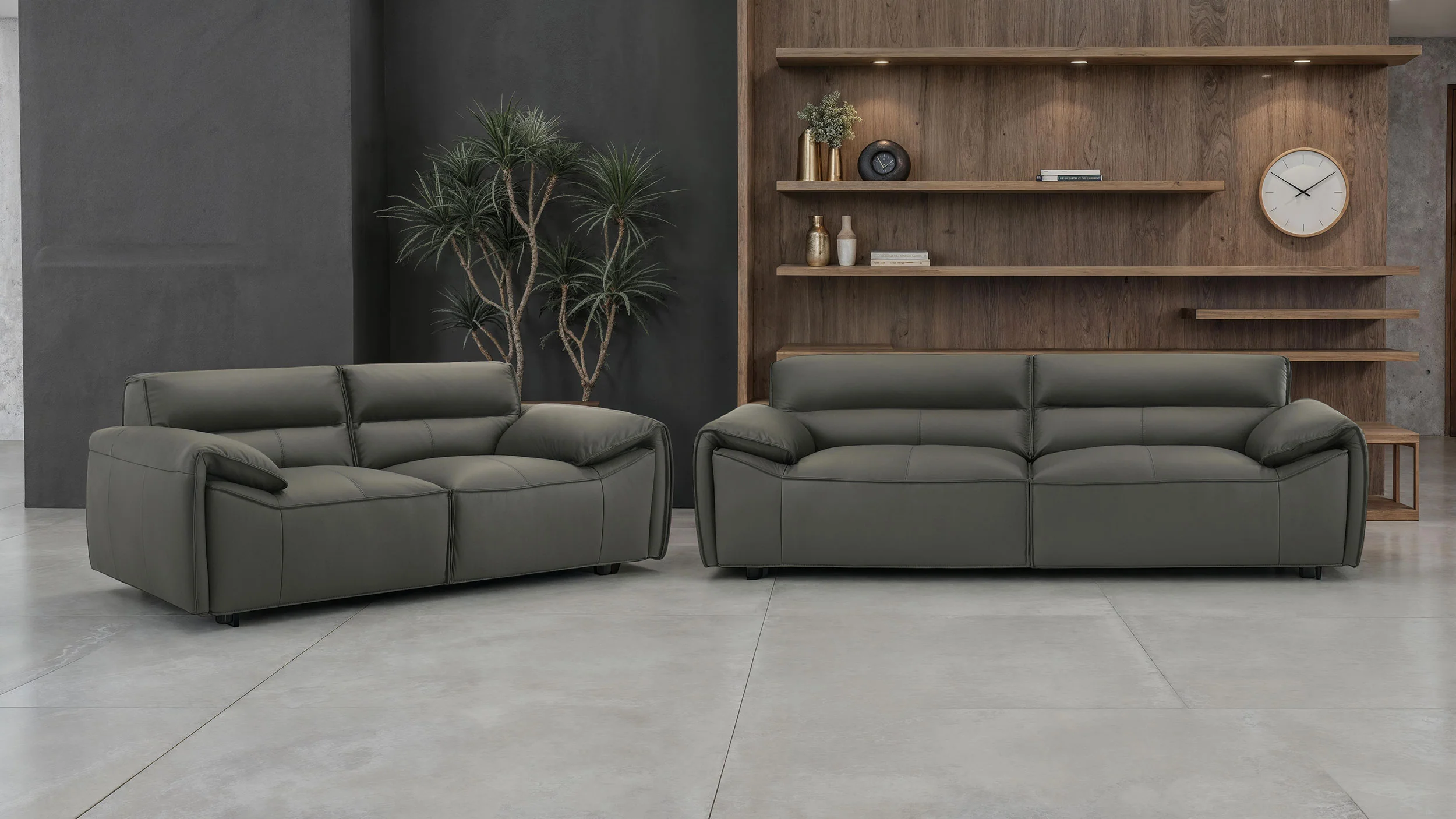 Buxton 2-Piece Leather Sofa Set in Graphite