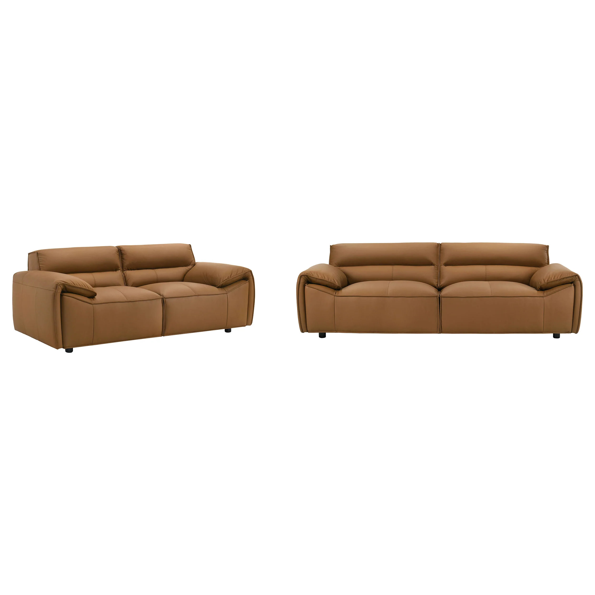 Buxton 2-Piece Orange Leather Upholstered Sofa Set - Image 3