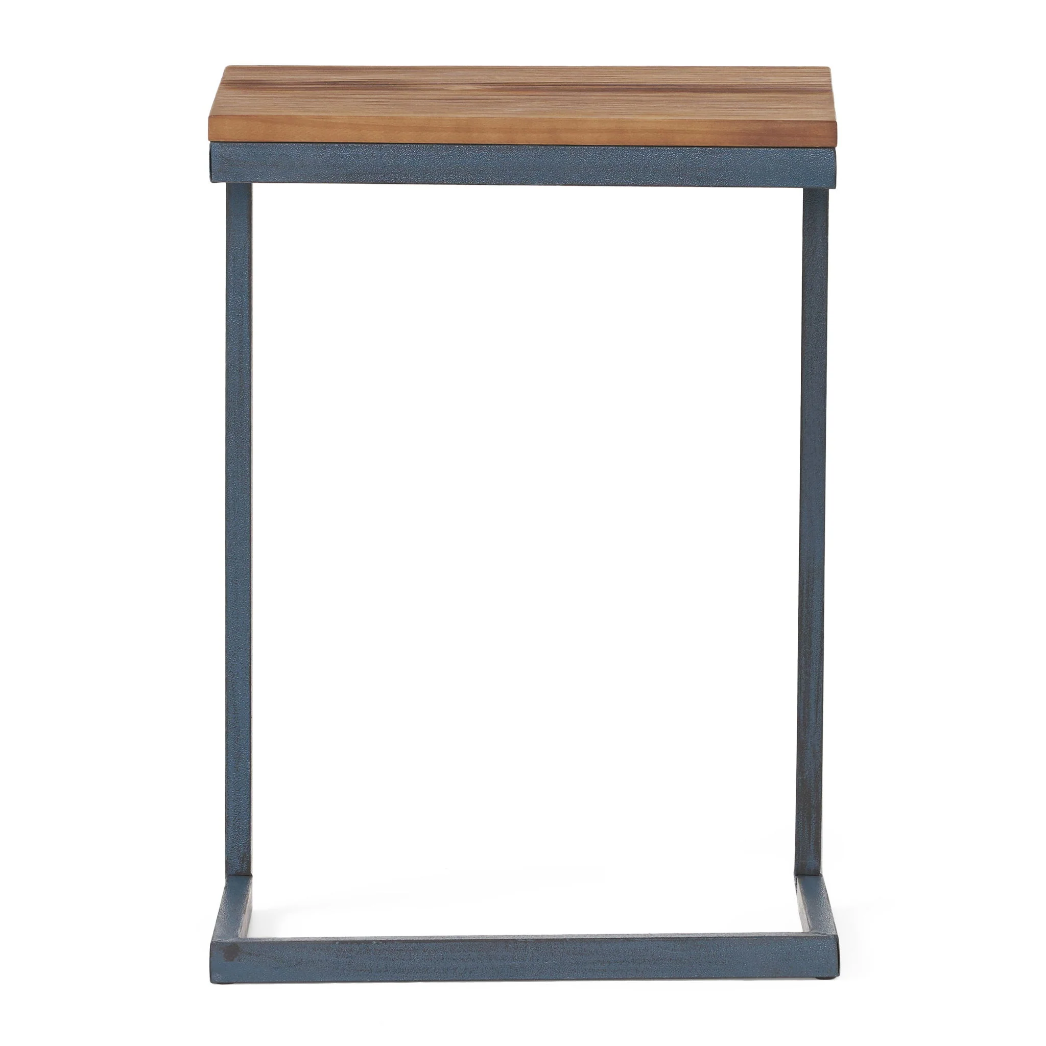 C Shaped End Table With Iron Base And Fir Wood To - Image 11