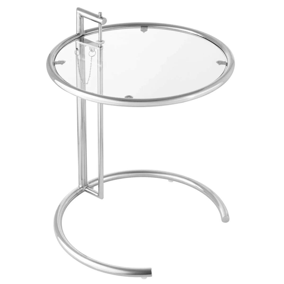 C Shaped Glass Side Table with Metal Frame – Adjustable 20 Inch - Image 9