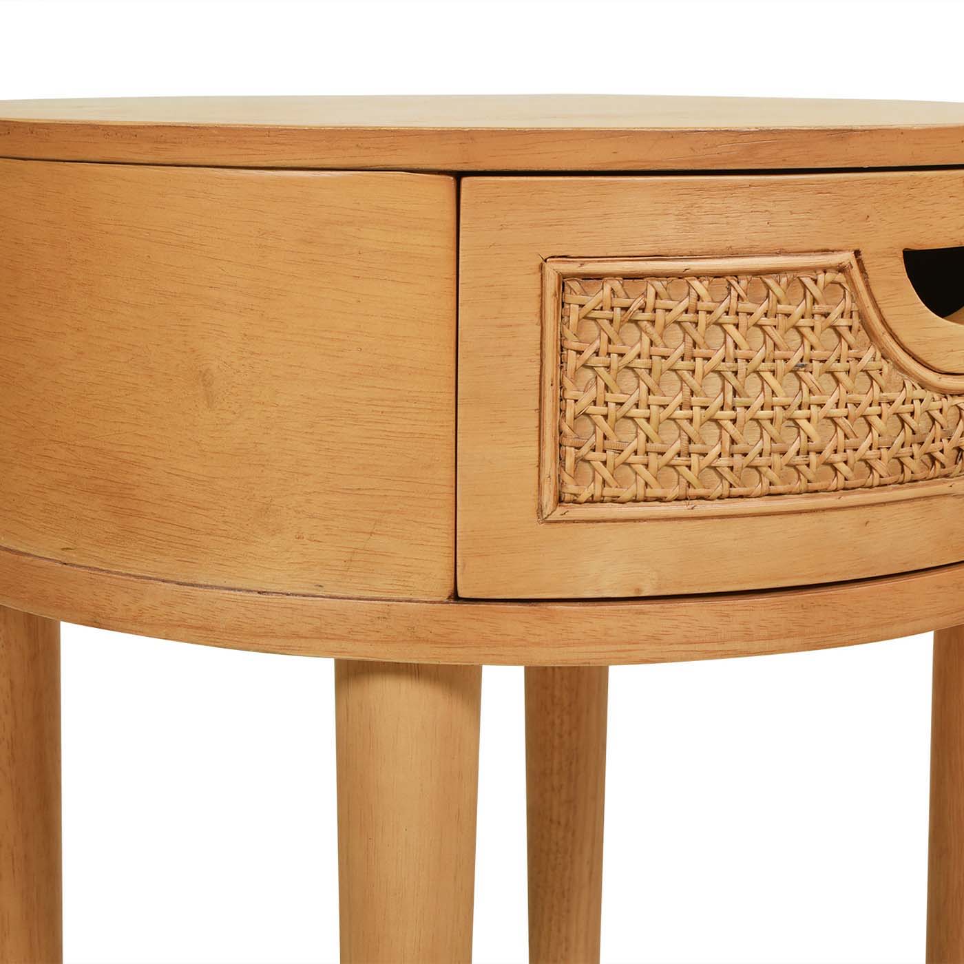 Cabana - Round Cane Storage Side Table - Natural Brown Oak - Image 5