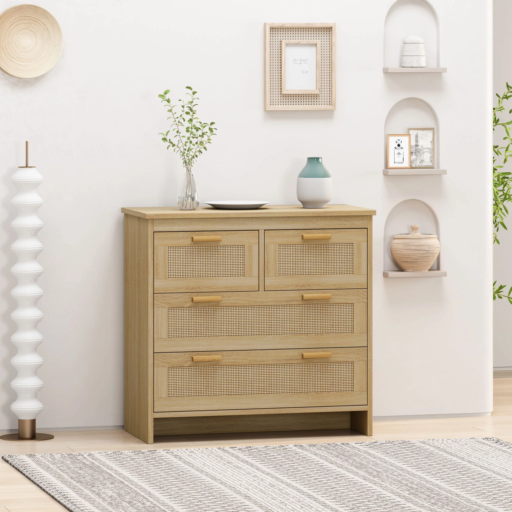 Cabinet With 4 Drawers For Bedroom - Natural - Image 7