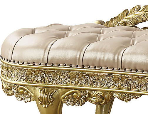 Cabriole - Synthetic Leather Bench - Gold - Image 7