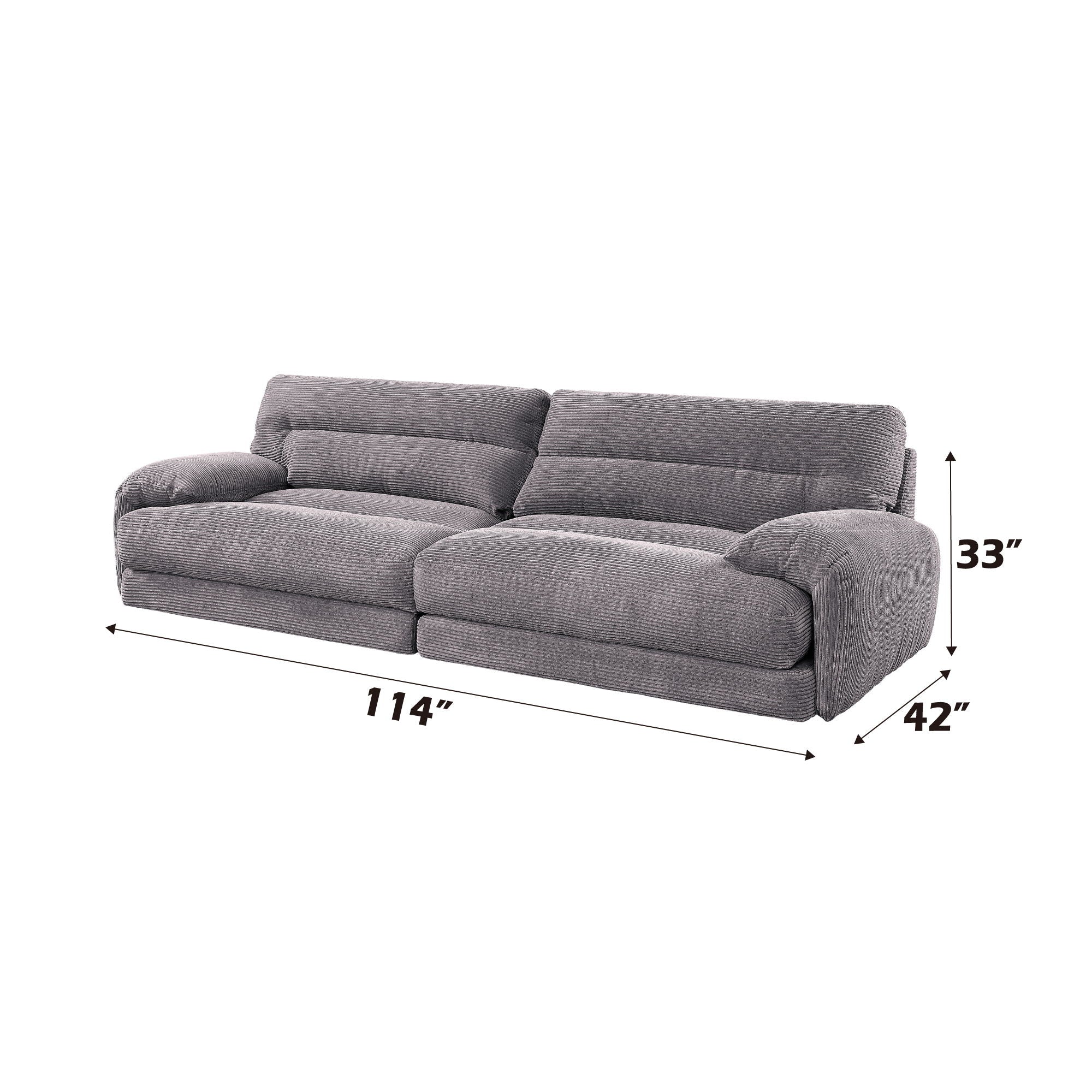 Cadenza - Corduroy 2 Piece Living Room Set - Gray - Image 5