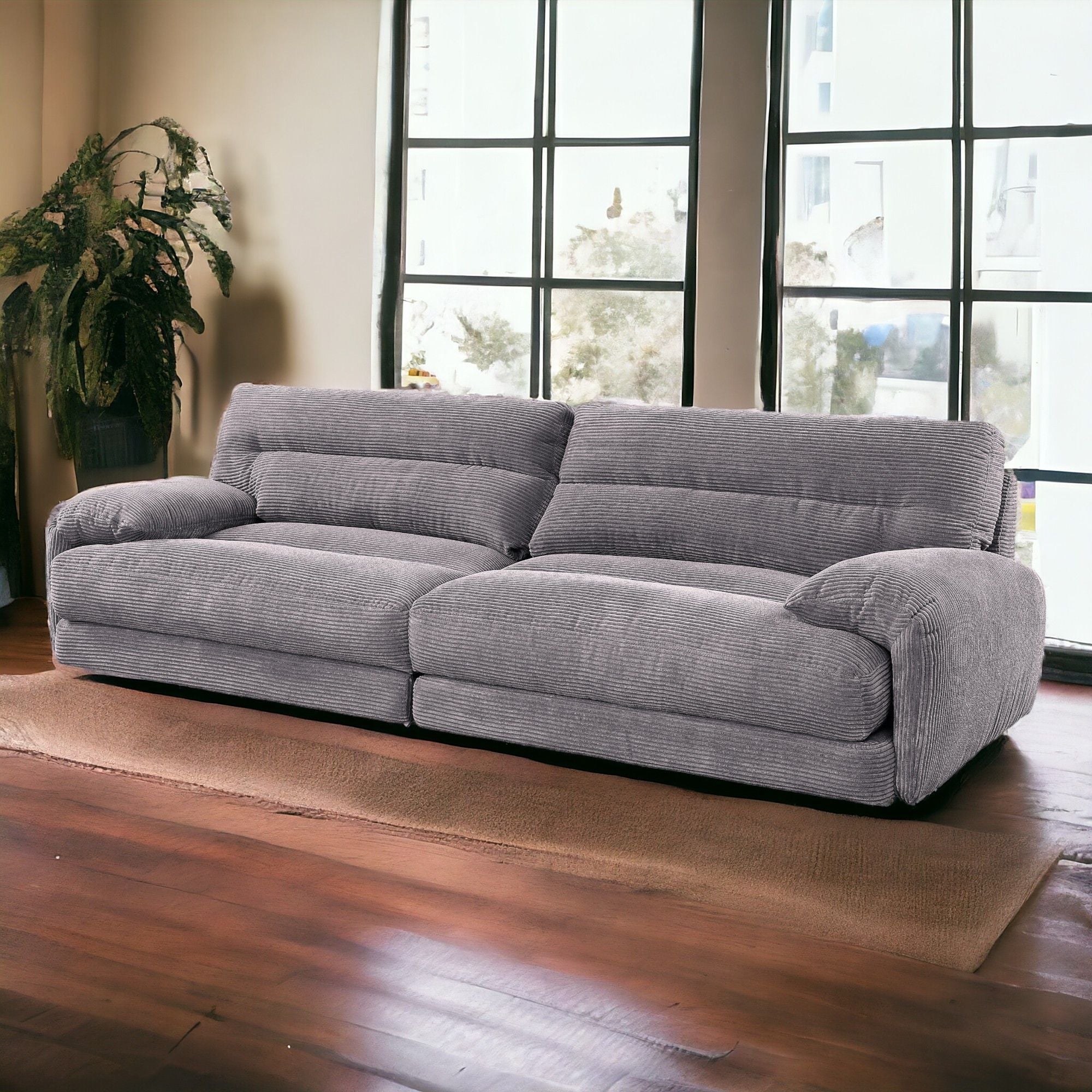 Cadenza - Corduroy Loveseat - Gray - Image 4