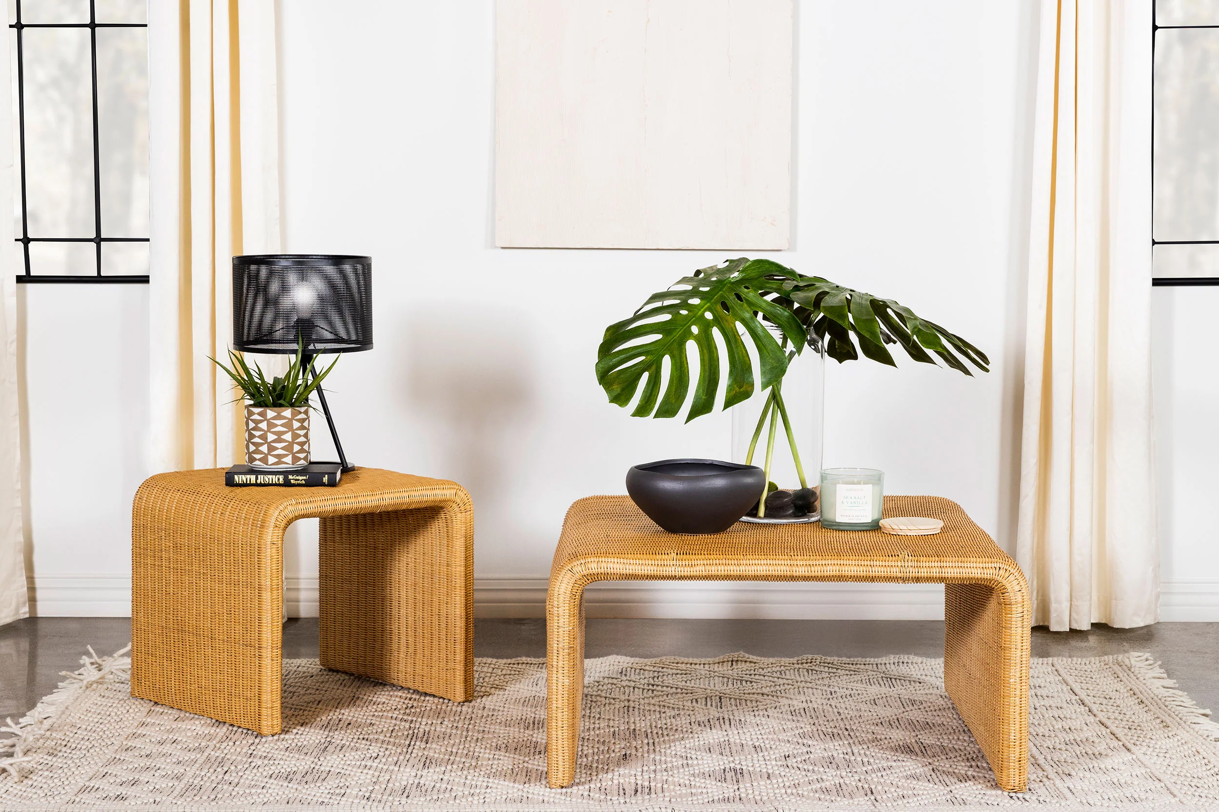 Cahya Square Woven Rattan End Table Natural - Image 8