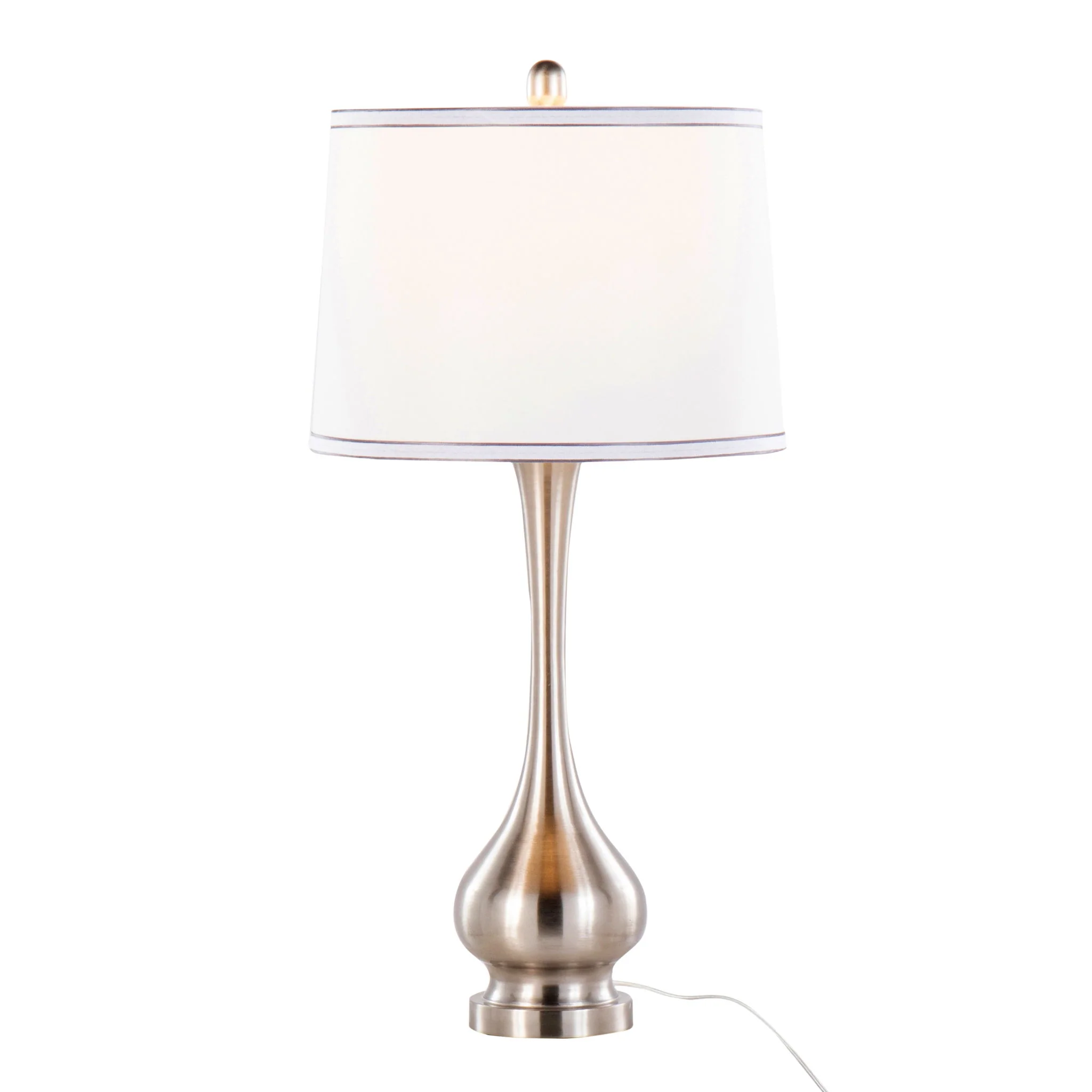 Cairo - Contemporary Table Lamp (Set of 2) - Nickel / White / Silver Trim - Image 4