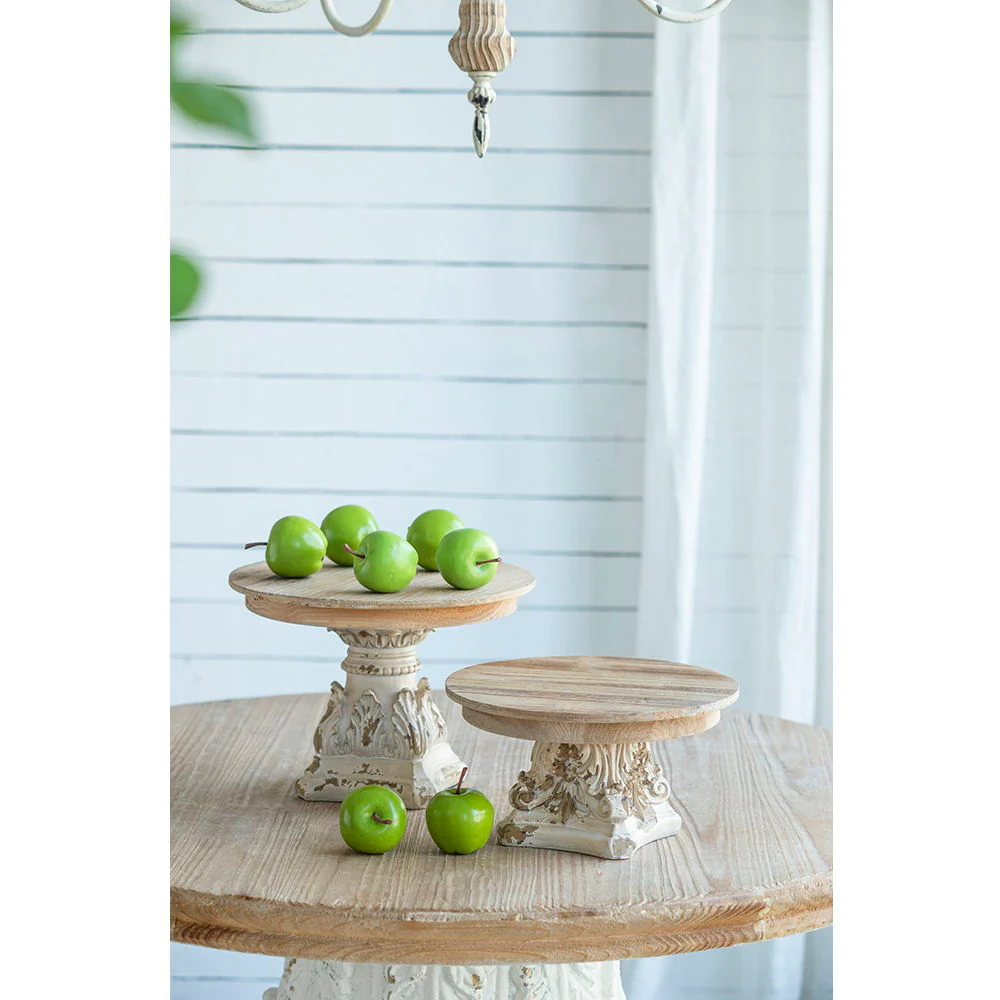 Cake Stand, Cake Plate With Magnesium Base - Cream / Brown - Image 8