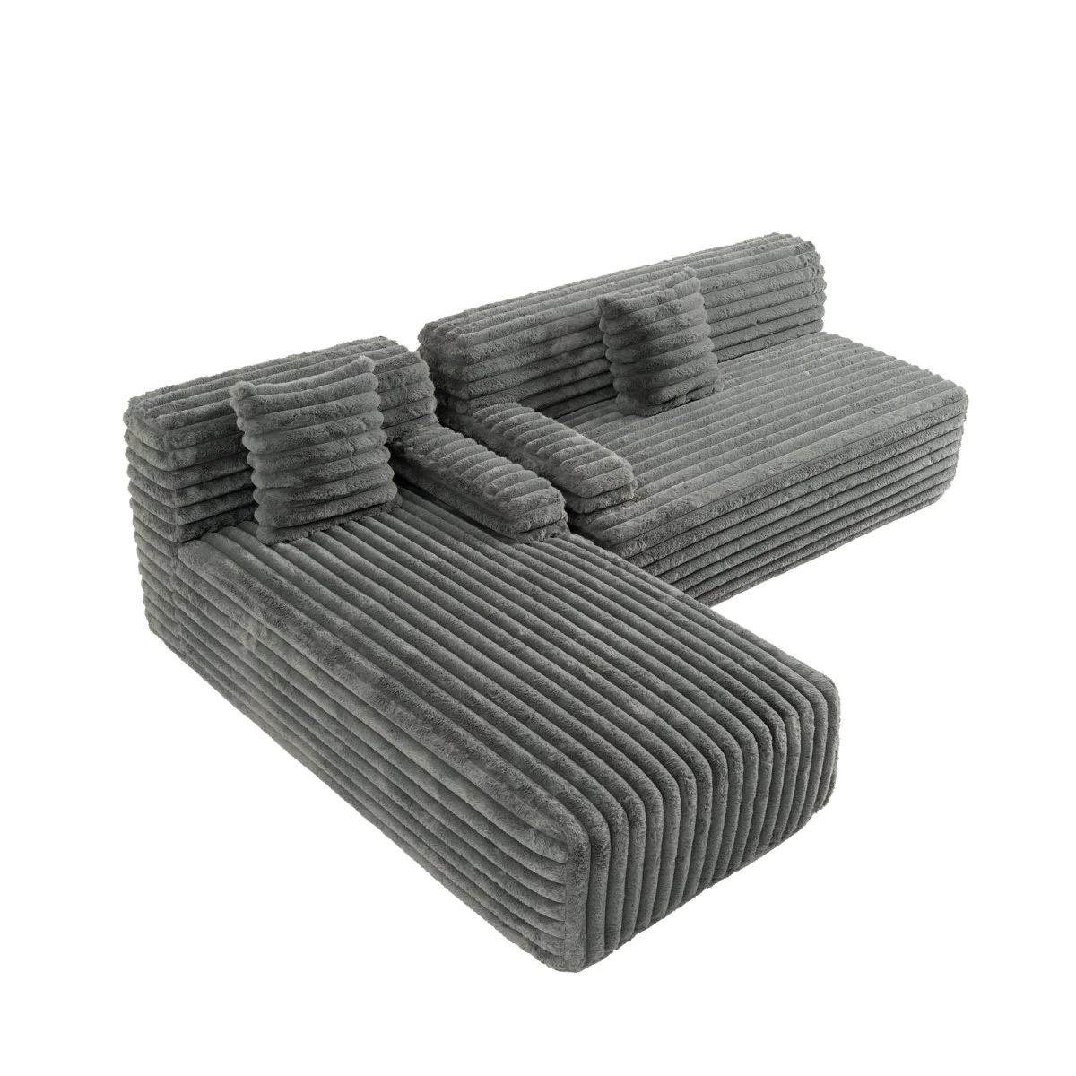 Caldrin Modular Cloud Sectional Sofa Faux Fur Black or Dark Gray - Image 18