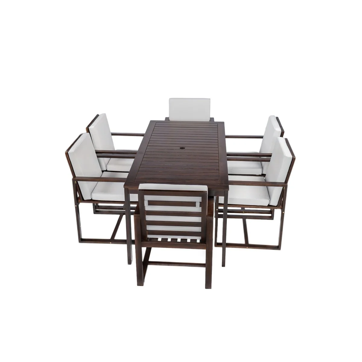 Calistoga 7 Piece Dark Brown Acacia Outdoor Dining Set - Image 3