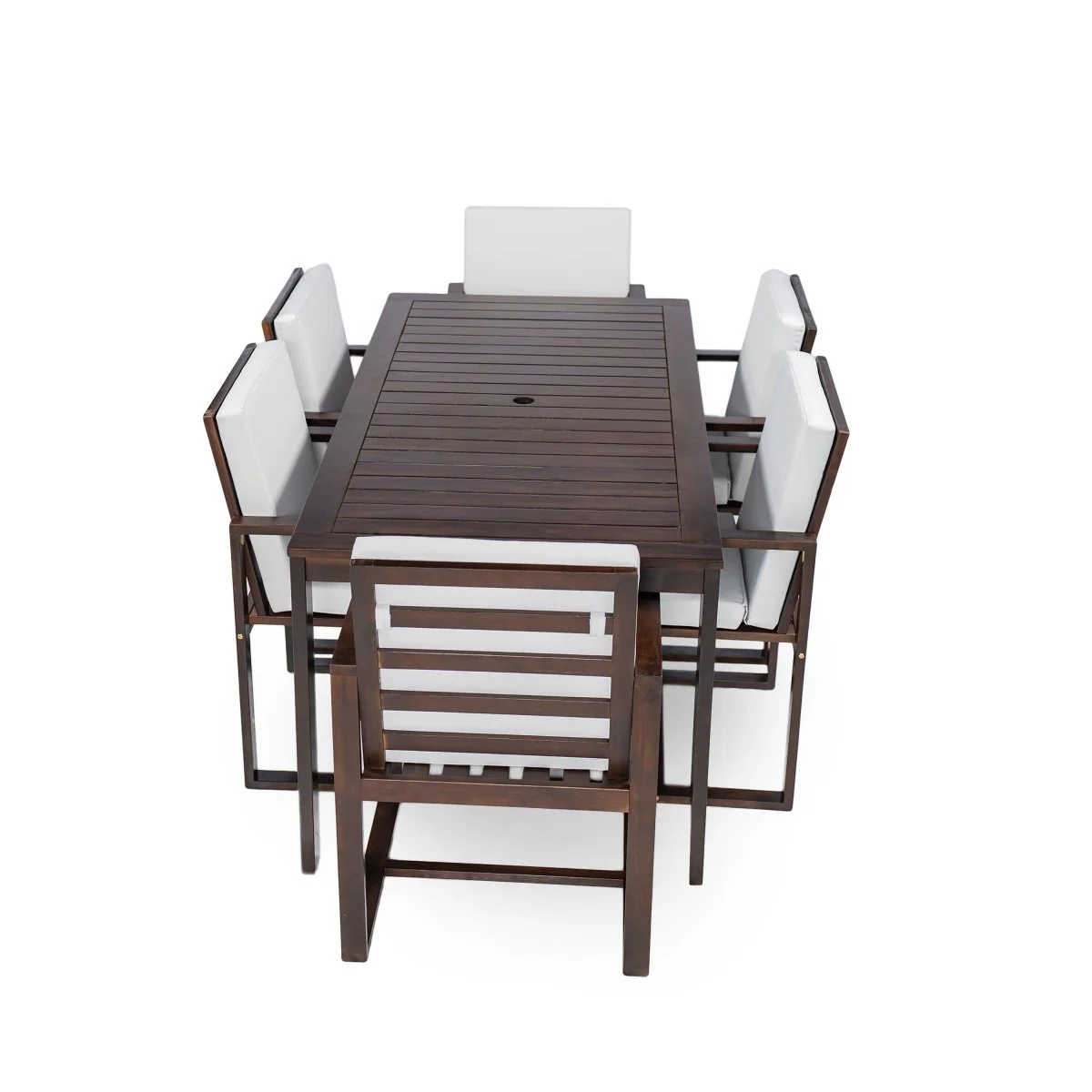 Calistoga 7 Piece Dark Brown Acacia Outdoor Dining Set - Image 4