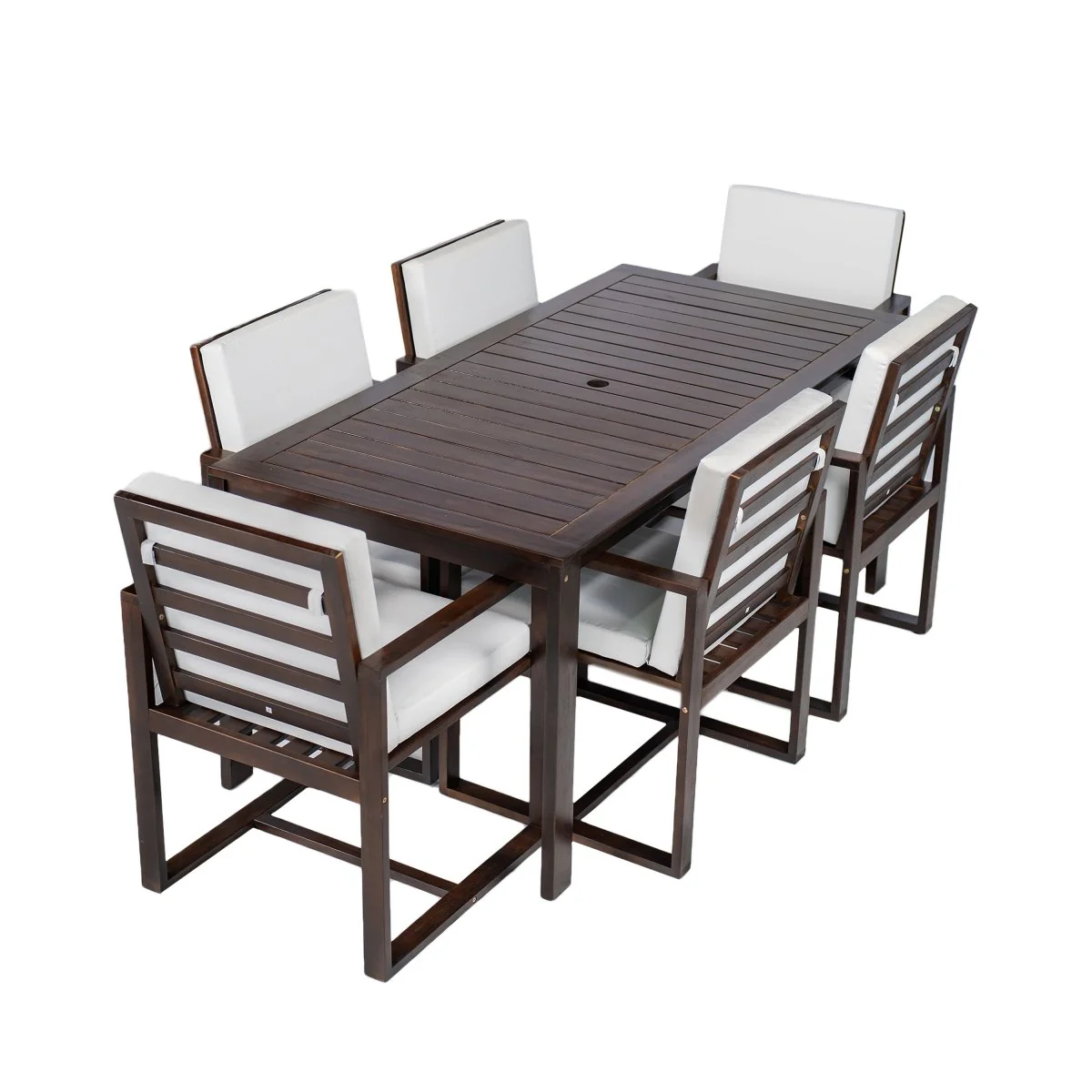 Calistoga 7 Piece Dark Brown Acacia Outdoor Dining Set - Image 5