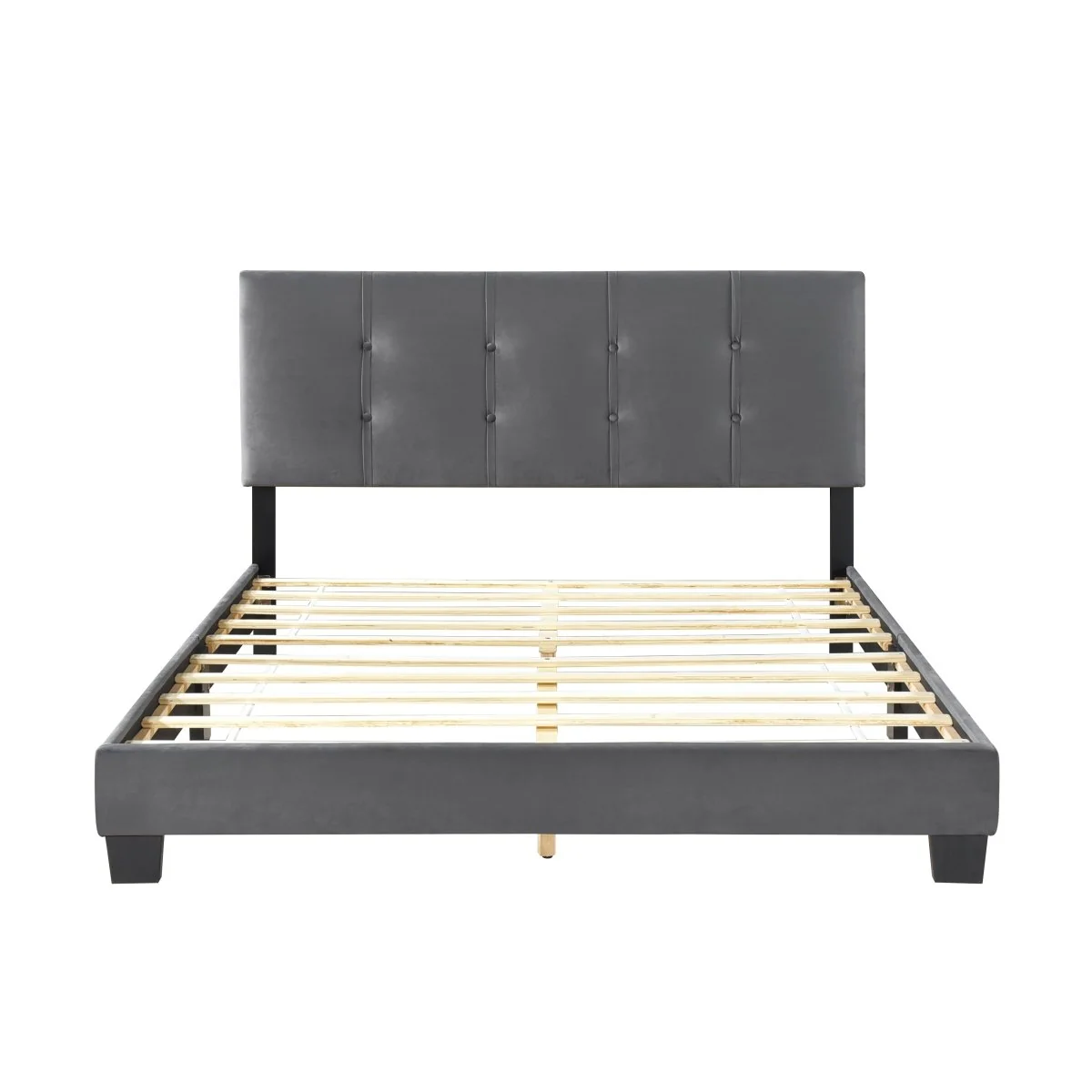 Callera Velvet Upholstered Platform Bed in Adjustable Tufted Design - Image 12