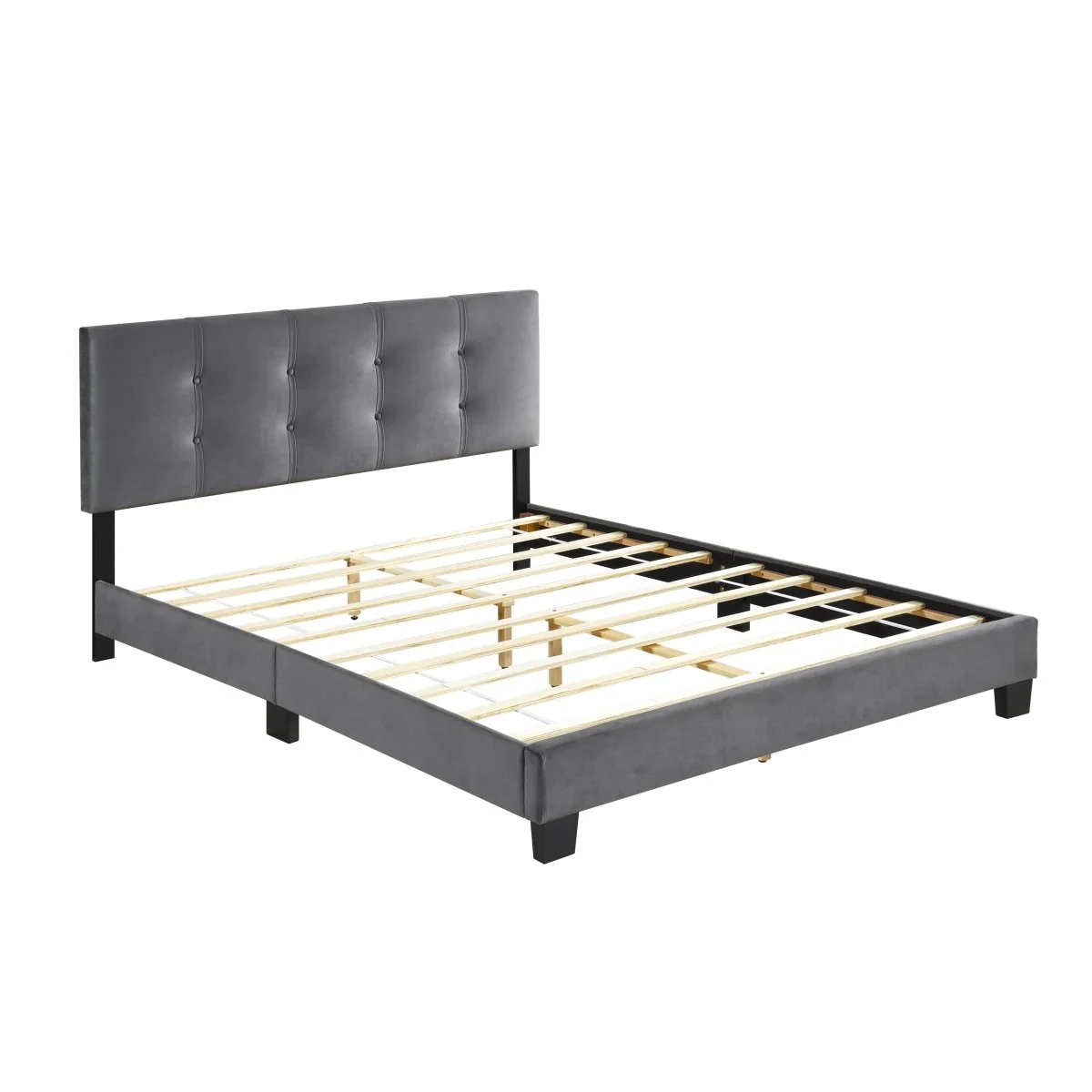 Callera Velvet Upholstered Platform Bed in Adjustable Tufted Design - Image 13