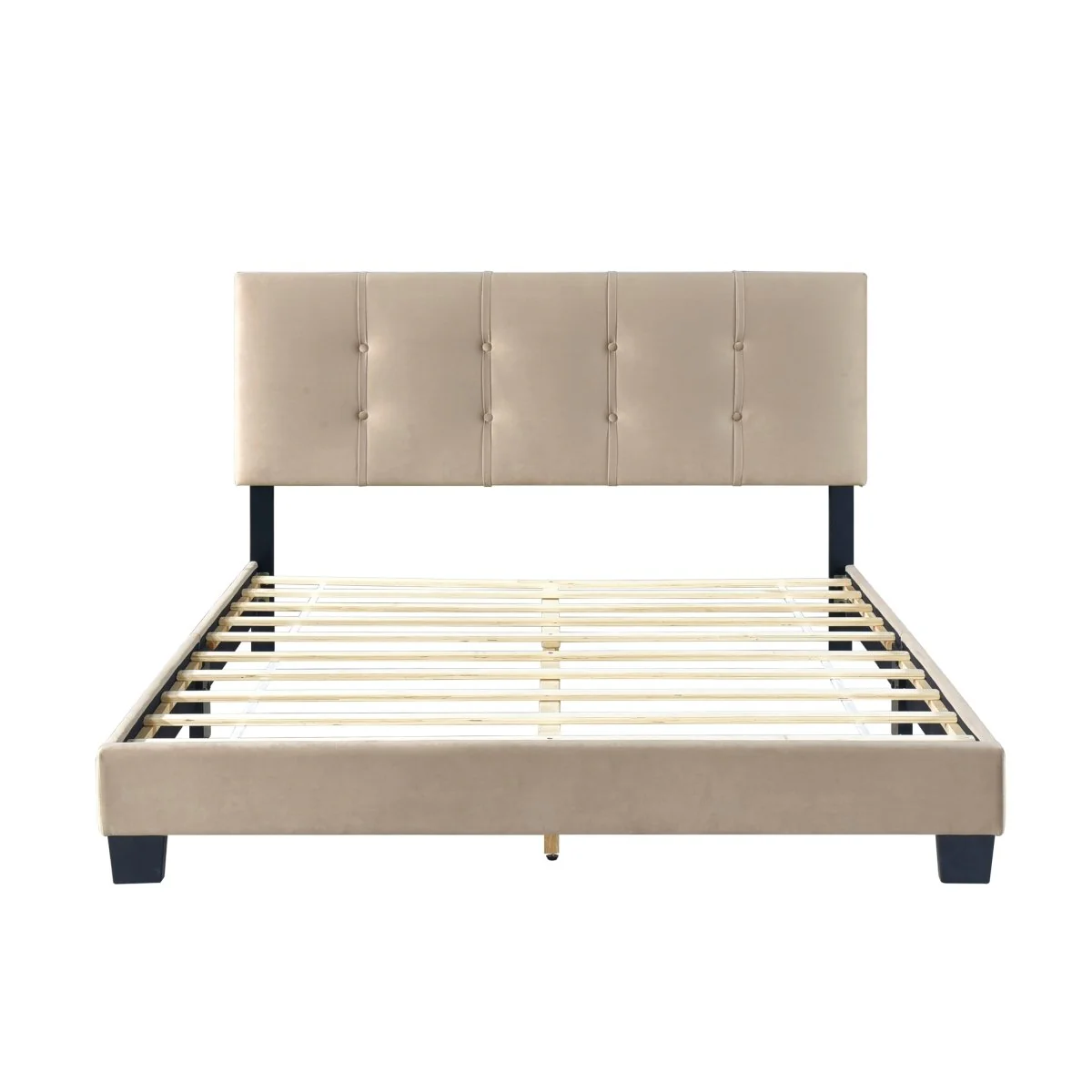 Callera Velvet Upholstered Platform Bed in Adjustable Tufted Design - Image 4