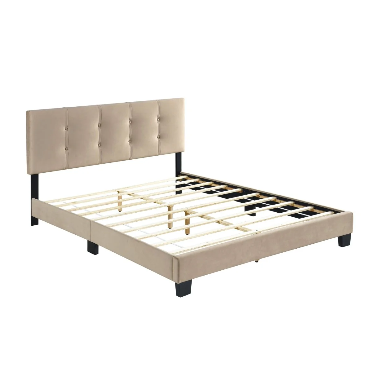Callera Velvet Upholstered Platform Bed in Adjustable Tufted Design - Image 5