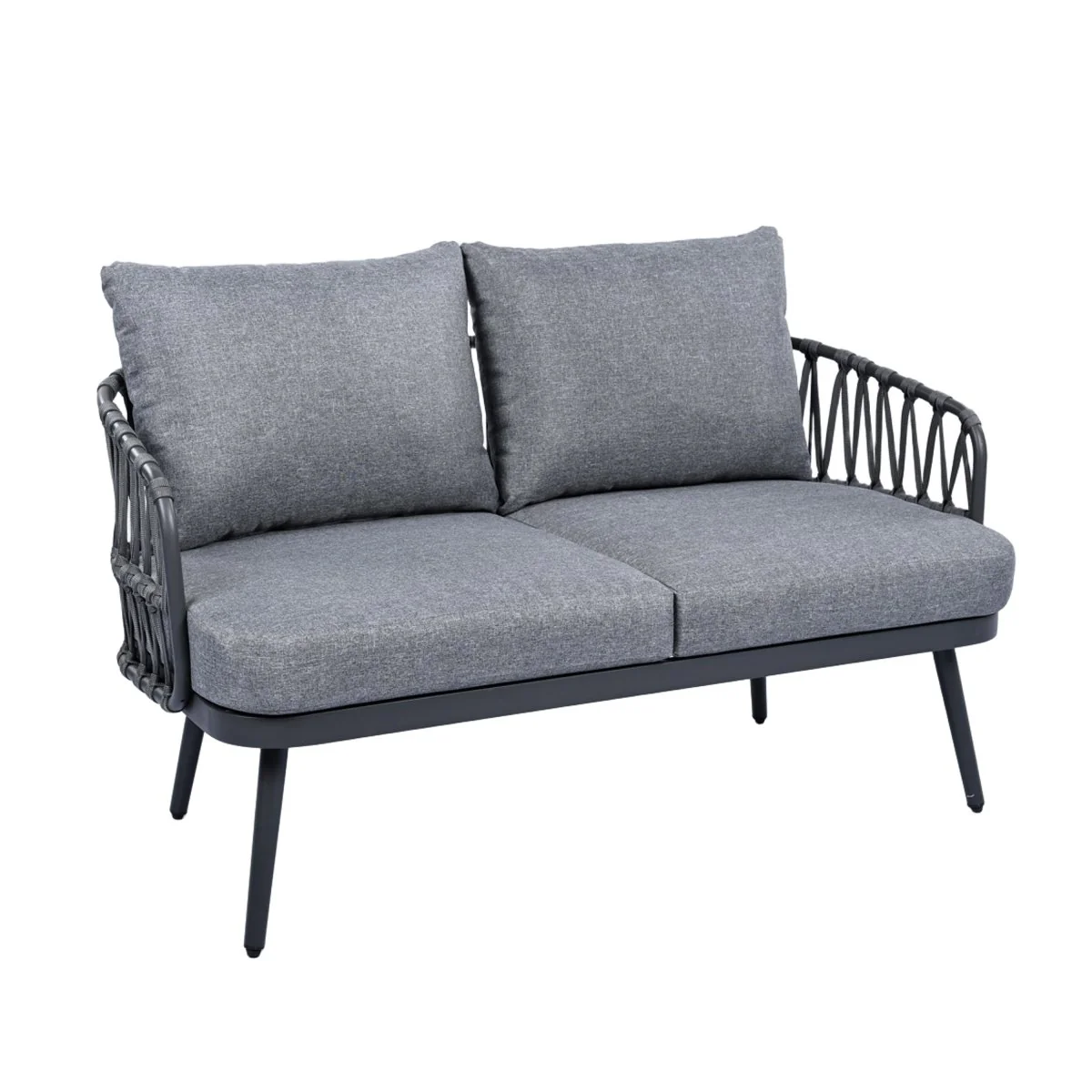 Callira 4-Piece Rope Outdoor Seating Set with Acacia Coffee Table - Image 12
