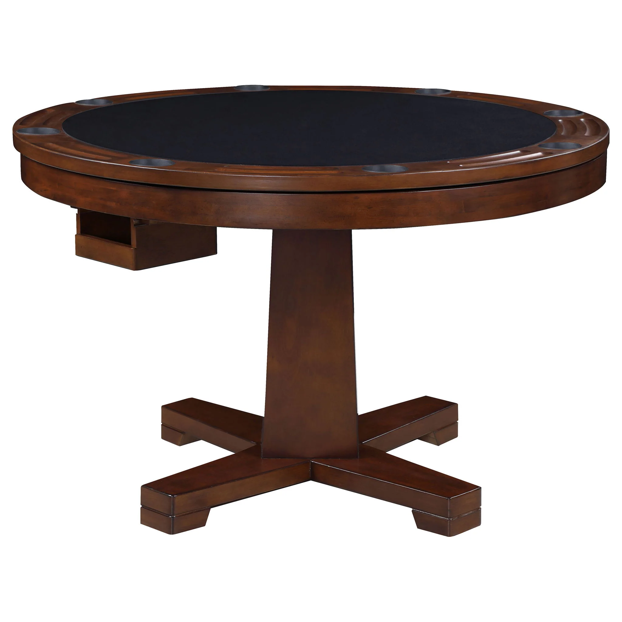 Calloway - Round Game Table With Pedestal Base - Dark Brown - Image 5