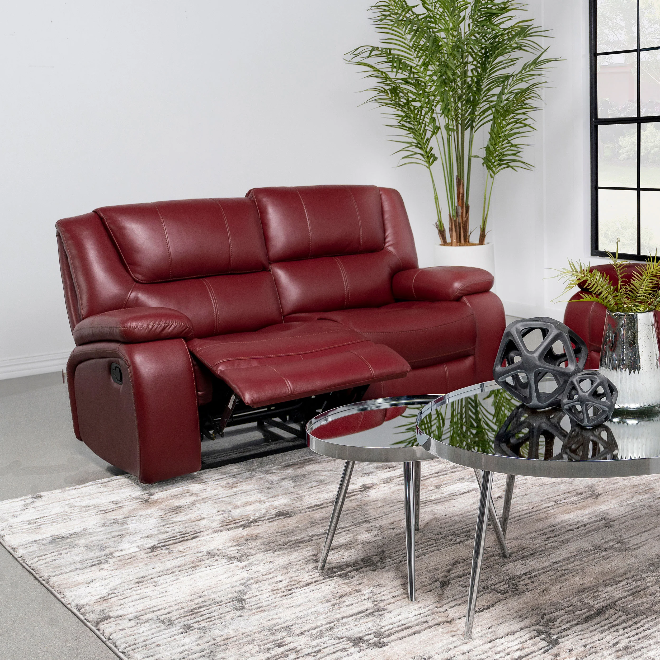 Camila Upholstered Motion Reclining Loveseat - Red - Image 3