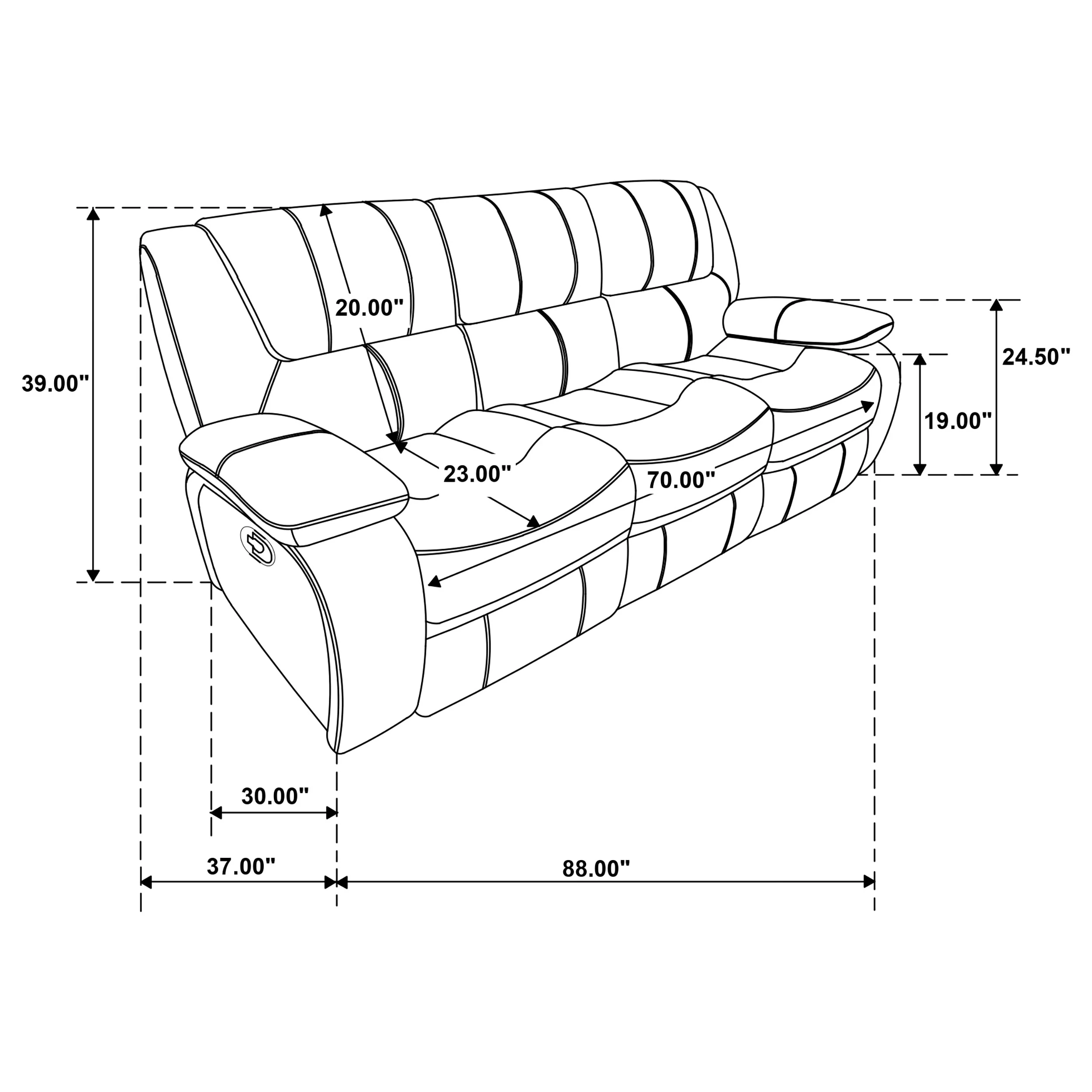 Camila Upholstered Motion Reclining Sofa Black - Image 6