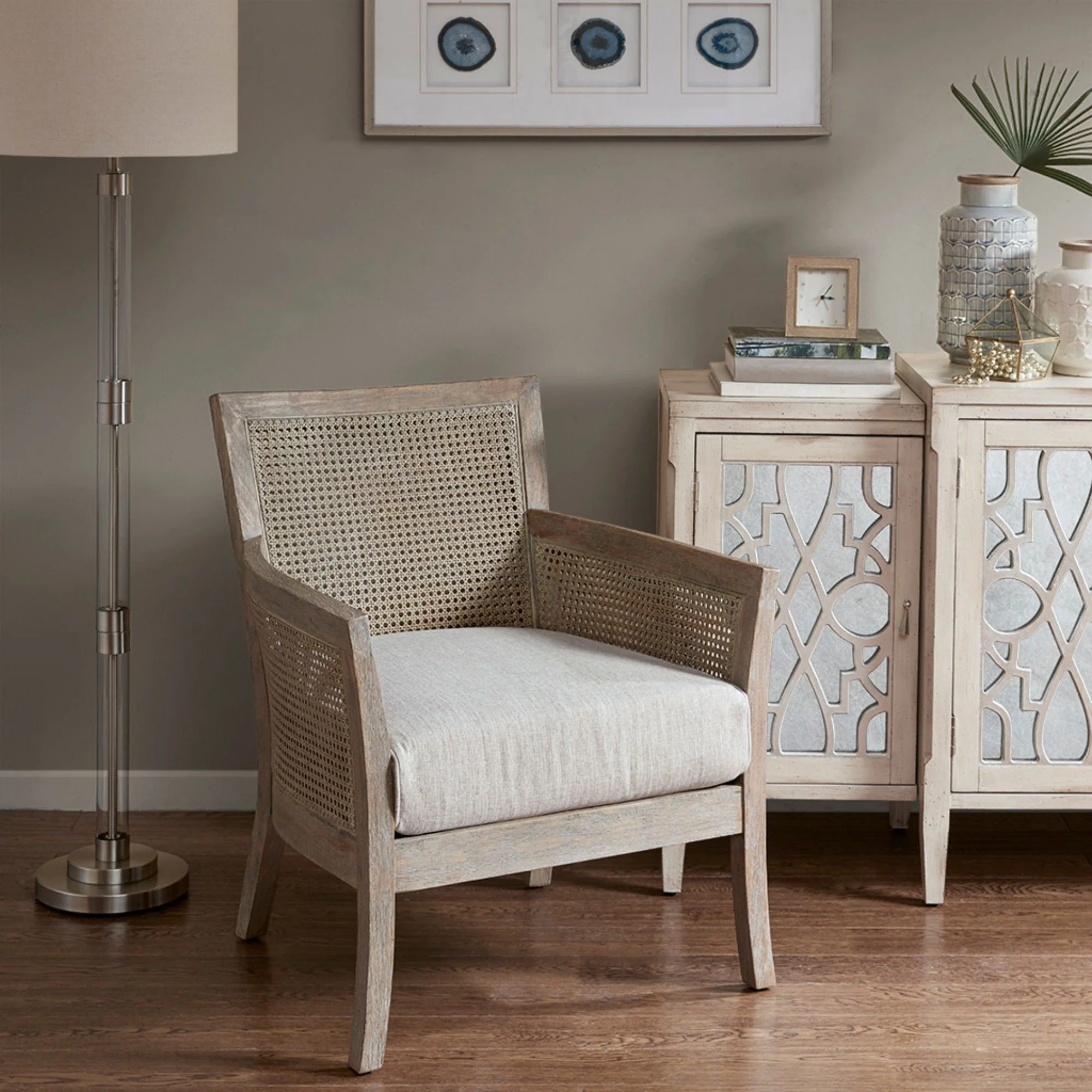 Cane Armchair With High Density Foam - Cream / Reclaimed Natural - Image 5