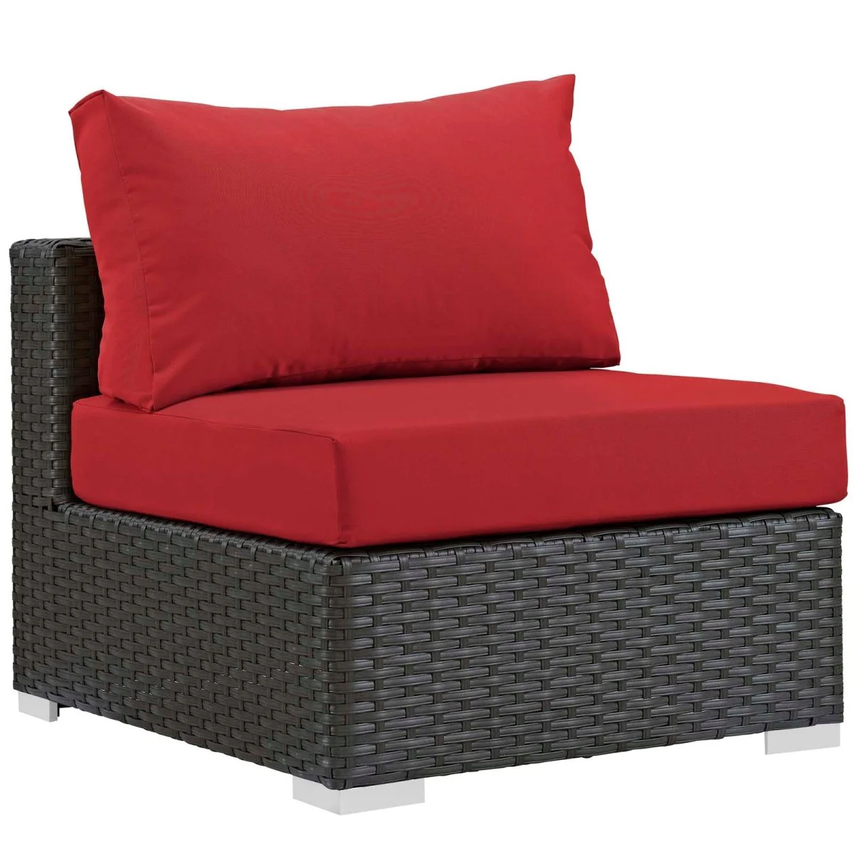 Canvas Outdoor Patio Armless Chair – Wicker Rattan with Sunbrella Fabric - Image 2