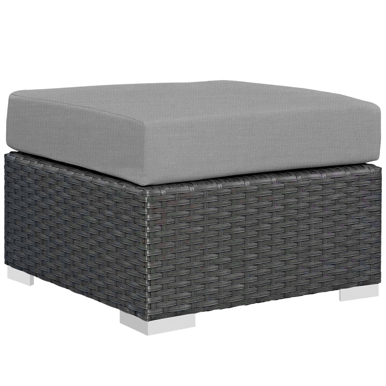 Canvas Outdoor Patio Wicker Ottoman - Comfortable Weather-Resistant Patio Footstool - Image 13