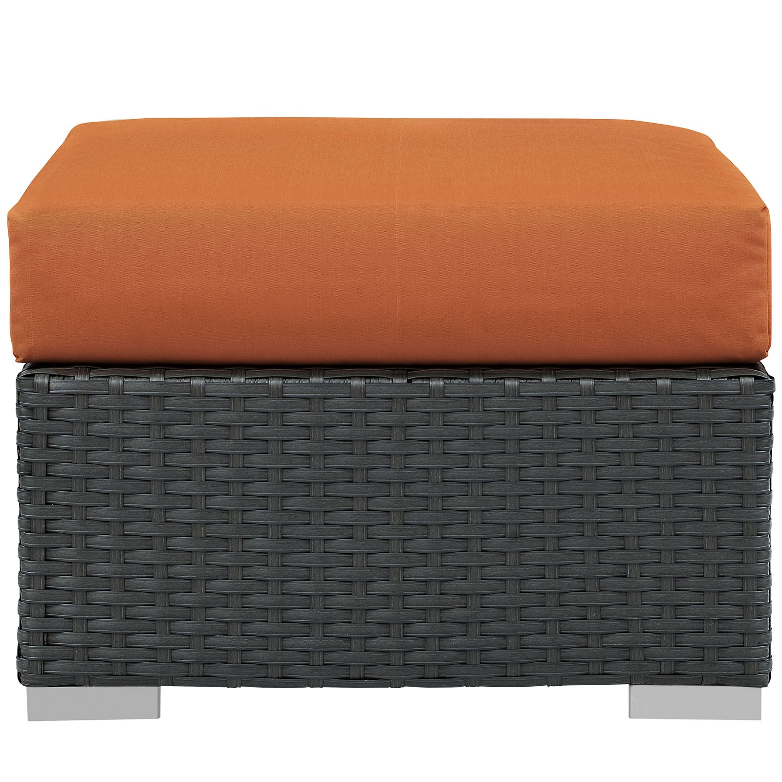 Canvas Outdoor Patio Wicker Ottoman - Comfortable Weather-Resistant Patio Footstool - Image 2