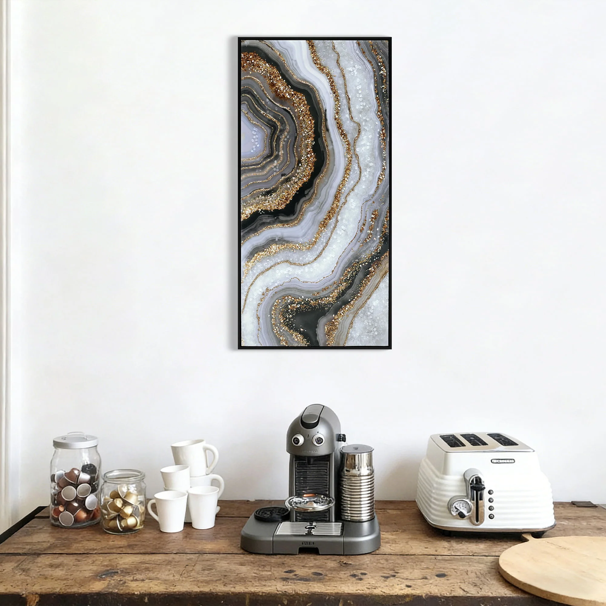 Canvas Painting Wall Art Framed, Artwork Decor, Picture Marble Print Paintings For Living Room - Frosted Glass / Gold - Image 5