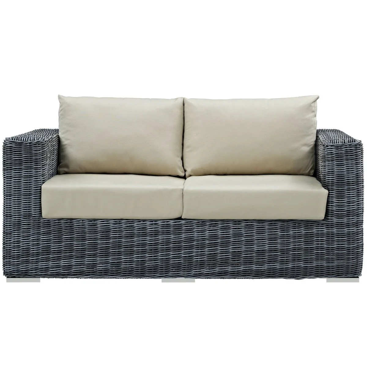 Canvas Wicker Outdoor Loveseat - Classic Patio Seating for Two, Durable Design - Image 14