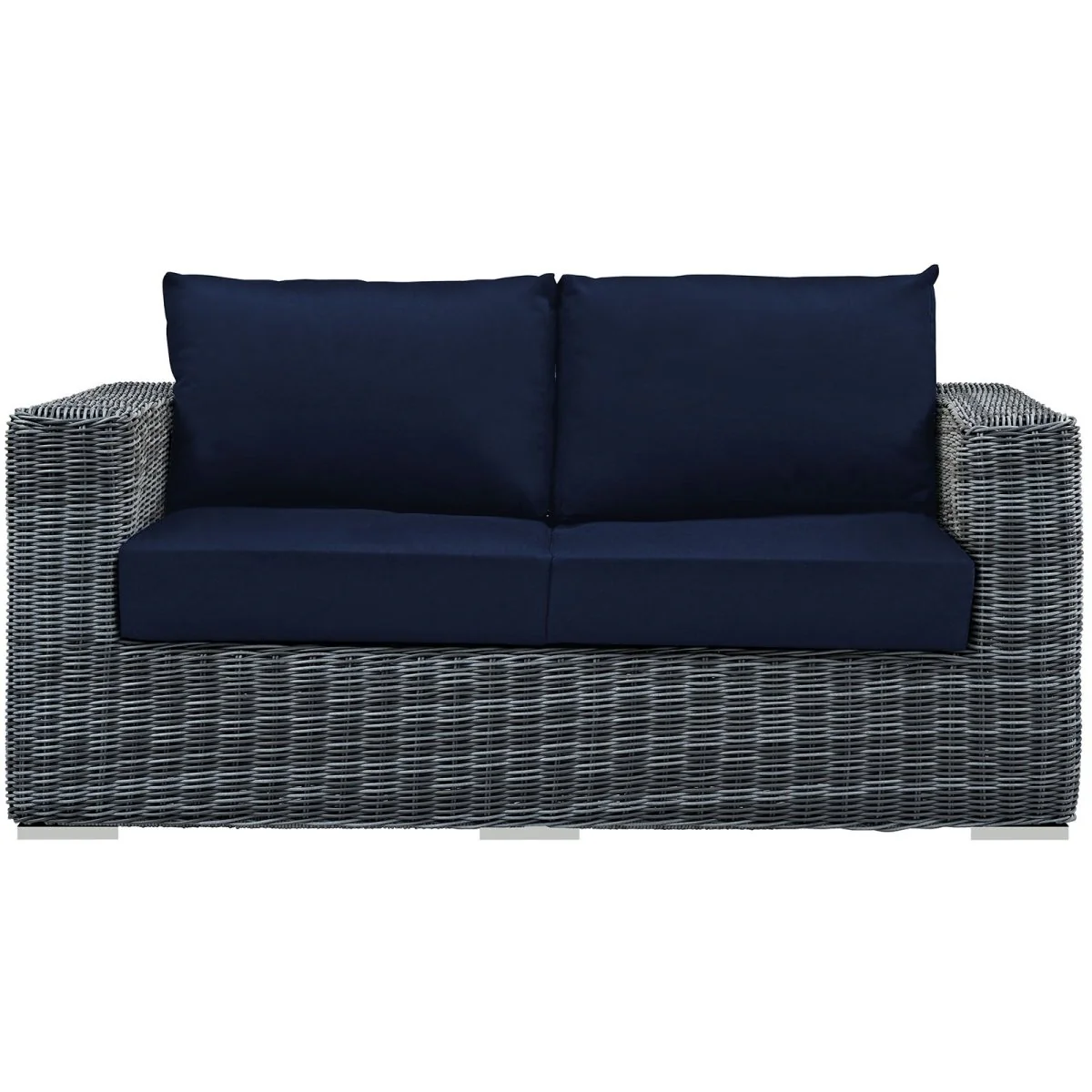 Canvas Wicker Outdoor Loveseat - Classic Patio Seating for Two, Durable Design - Image 19
