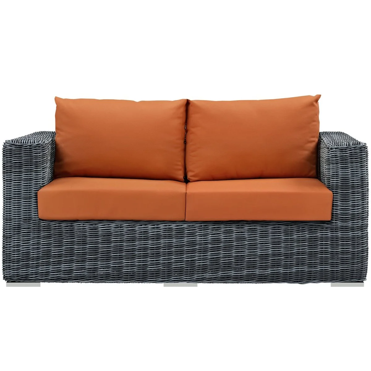 Canvas Wicker Outdoor Loveseat - Classic Patio Seating for Two, Durable Design - Image 9