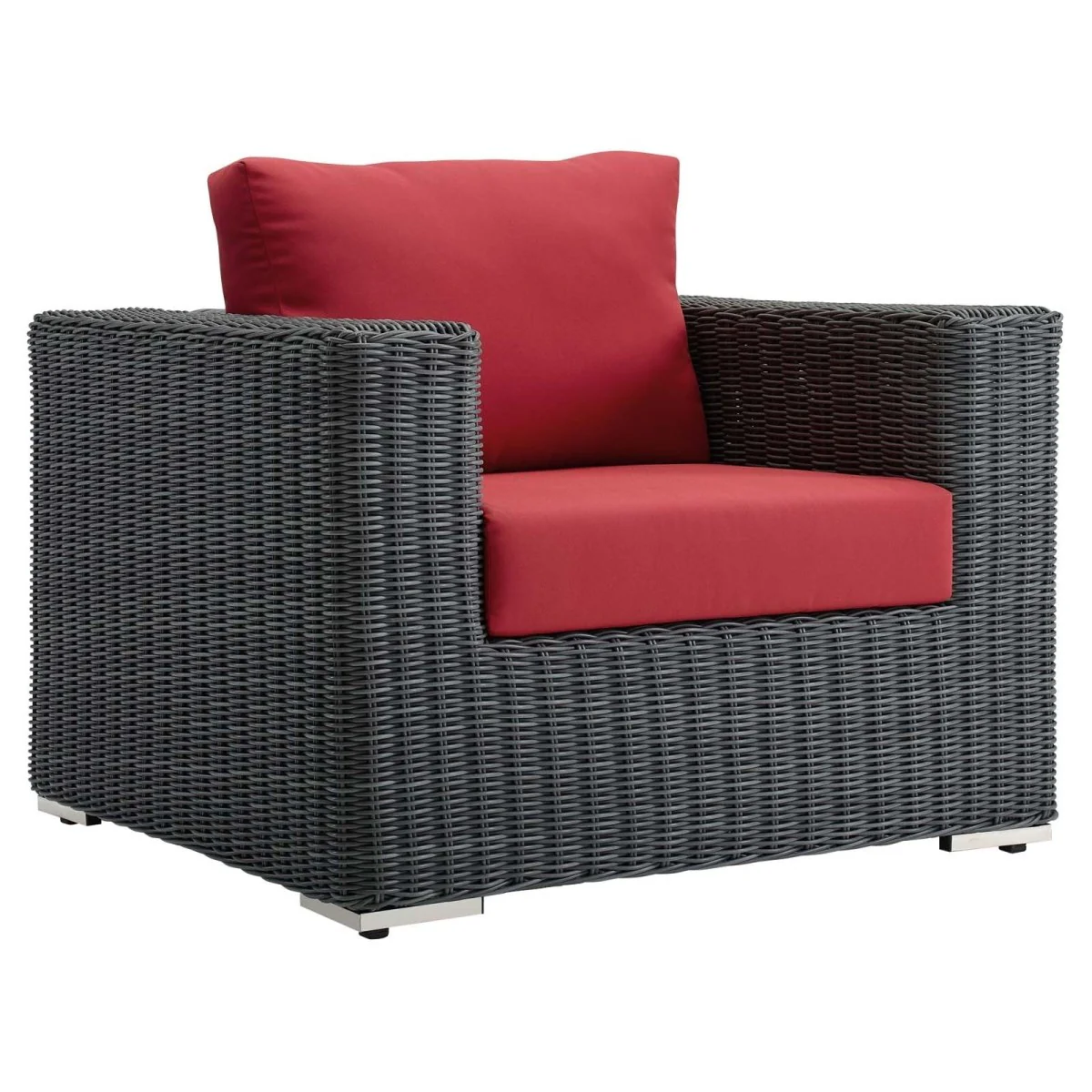 Canvas Wicker Outdoor Patio Armchair with Weather-Resistant Woven Frame - Image 3